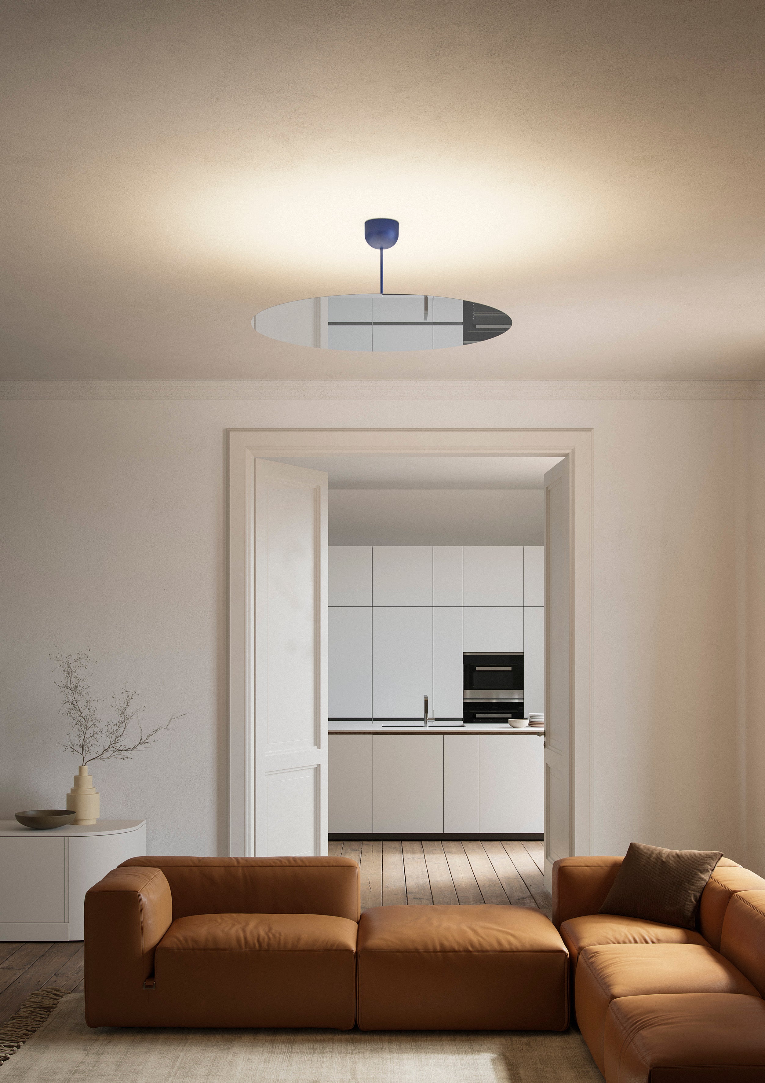 Millimetro Blue Hanging Lamp mit einem Spiegeleffekt