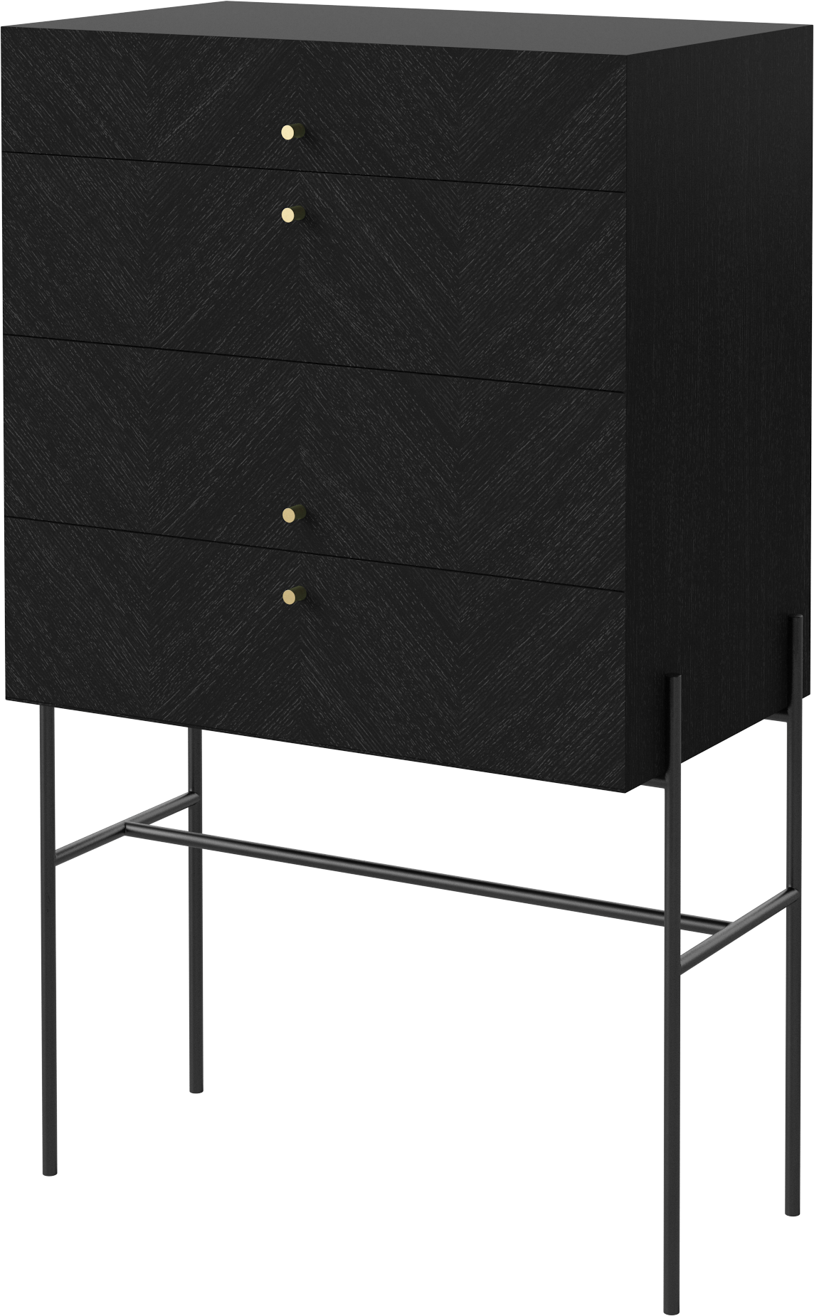 Luxe chest of drawers black oak wood with a black base