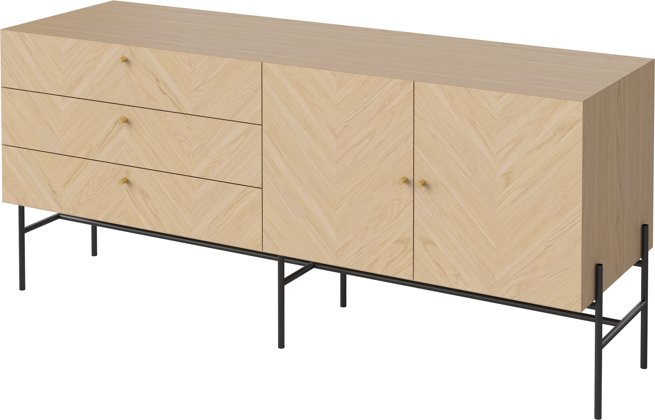 Luxe sideboard bleached oak wood with a black base