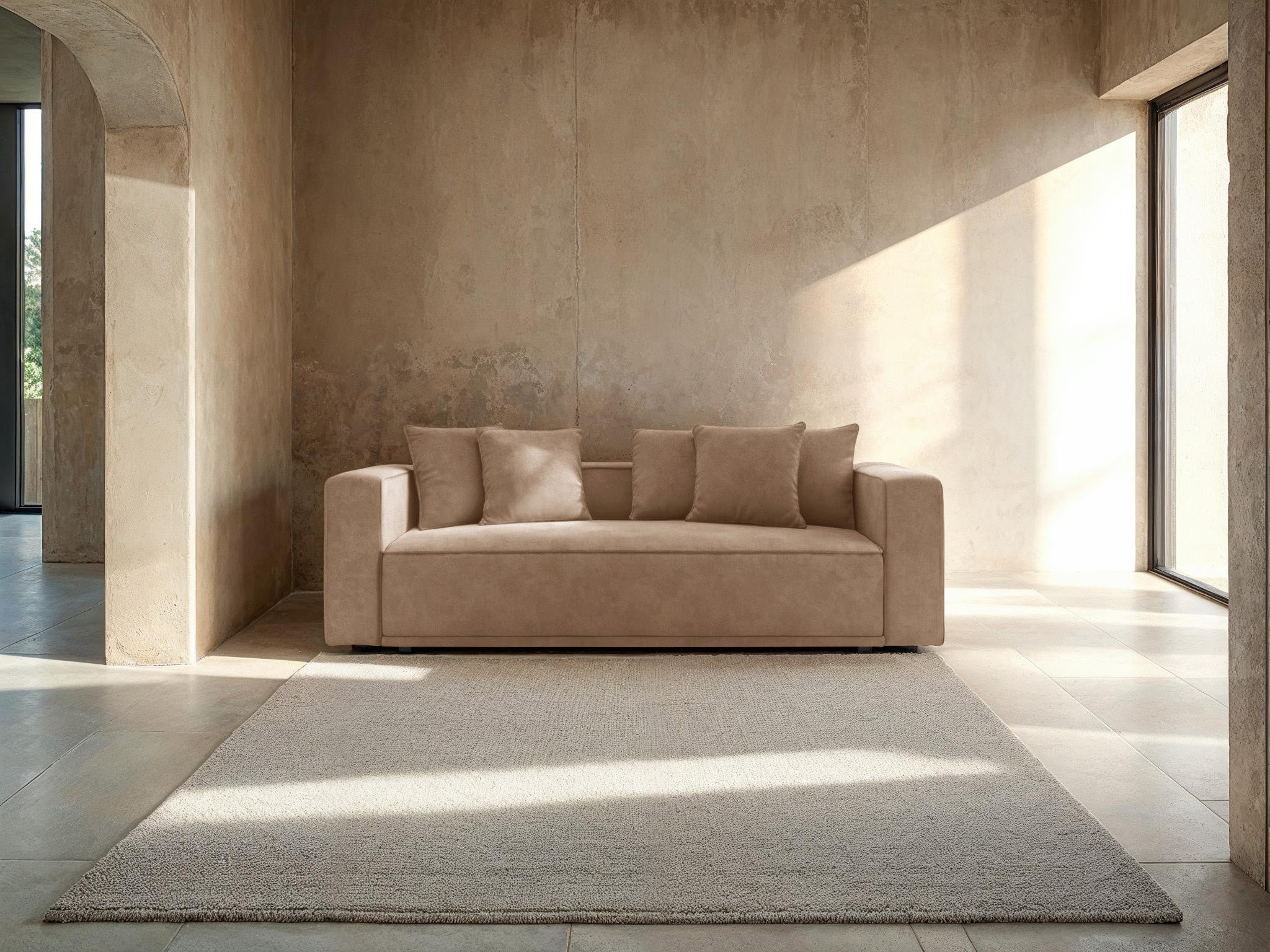 Sofa aksamitna z funkcją spania RIBES ciemnobeżowy