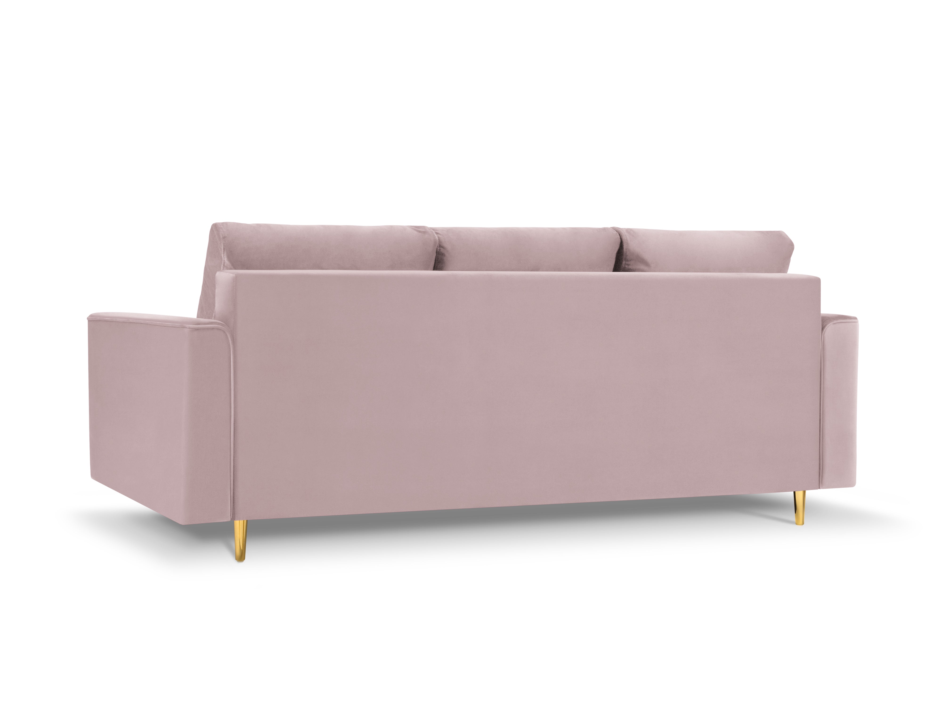 Sofa aksamitna z funkcją spania CARTADERA pudrowy róż ze złotą podstawą Mazzini Sofas    Eye on Design