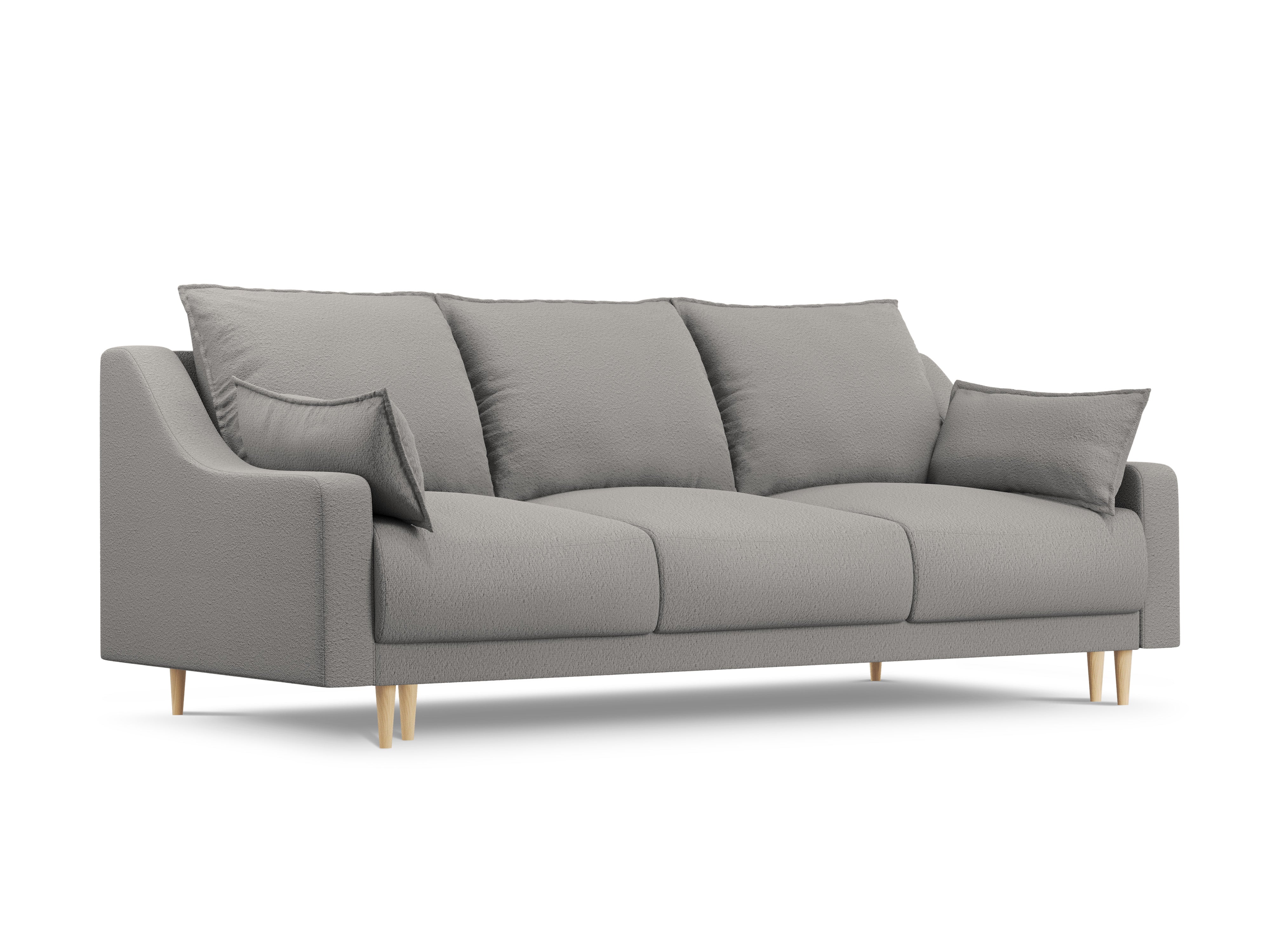 Sofa z funkcją spania FREESIA boucle szary z drewnianą podstawą Mazzini Sofas    Eye on Design