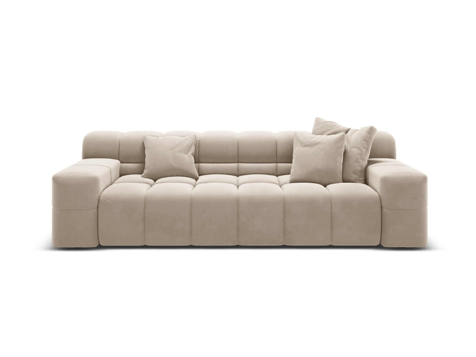 Sofa aksamitna 3-osobowa AGAVE jasnobeżowy