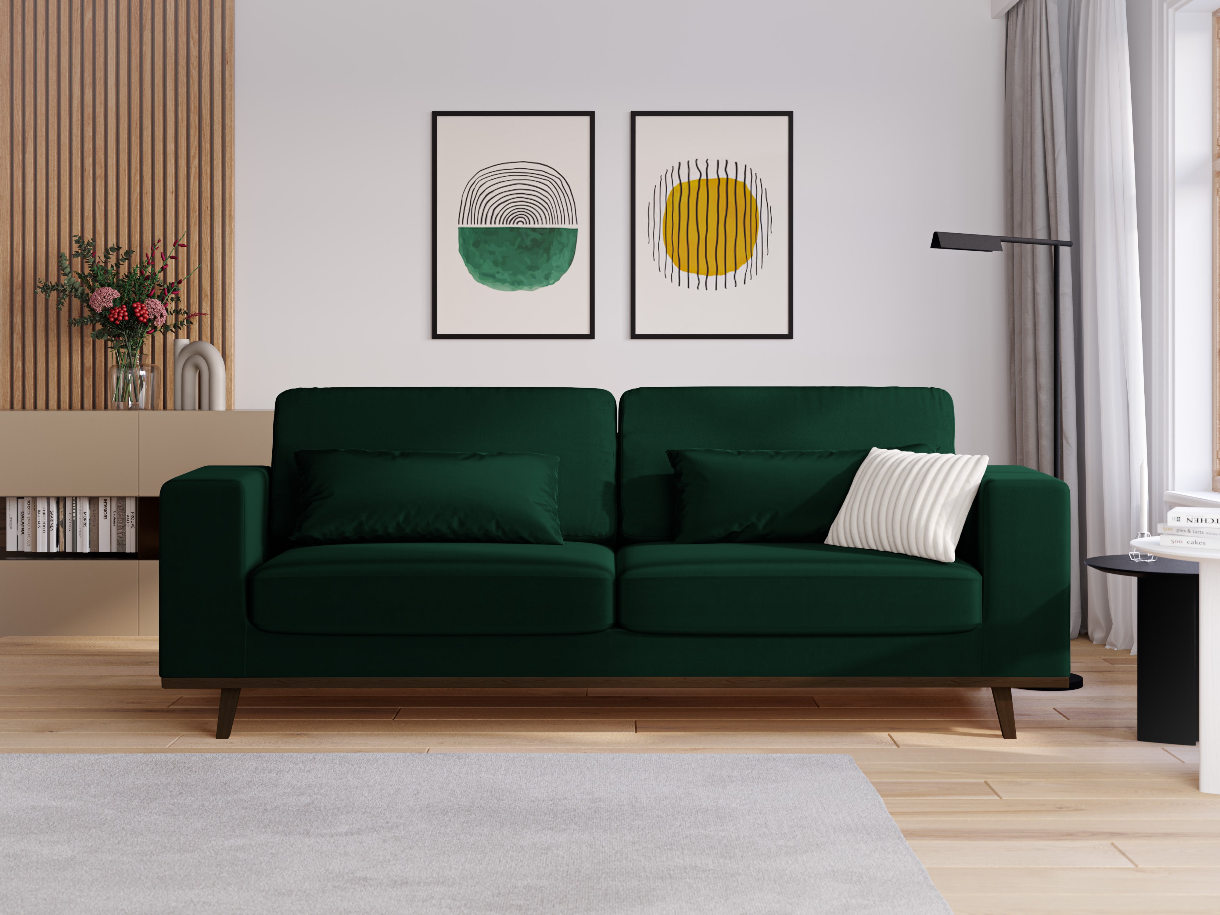 Sofa aksamitna 3-osobowa HEBE butelkowa zieleń Mazzini Sofas    Eye on Design