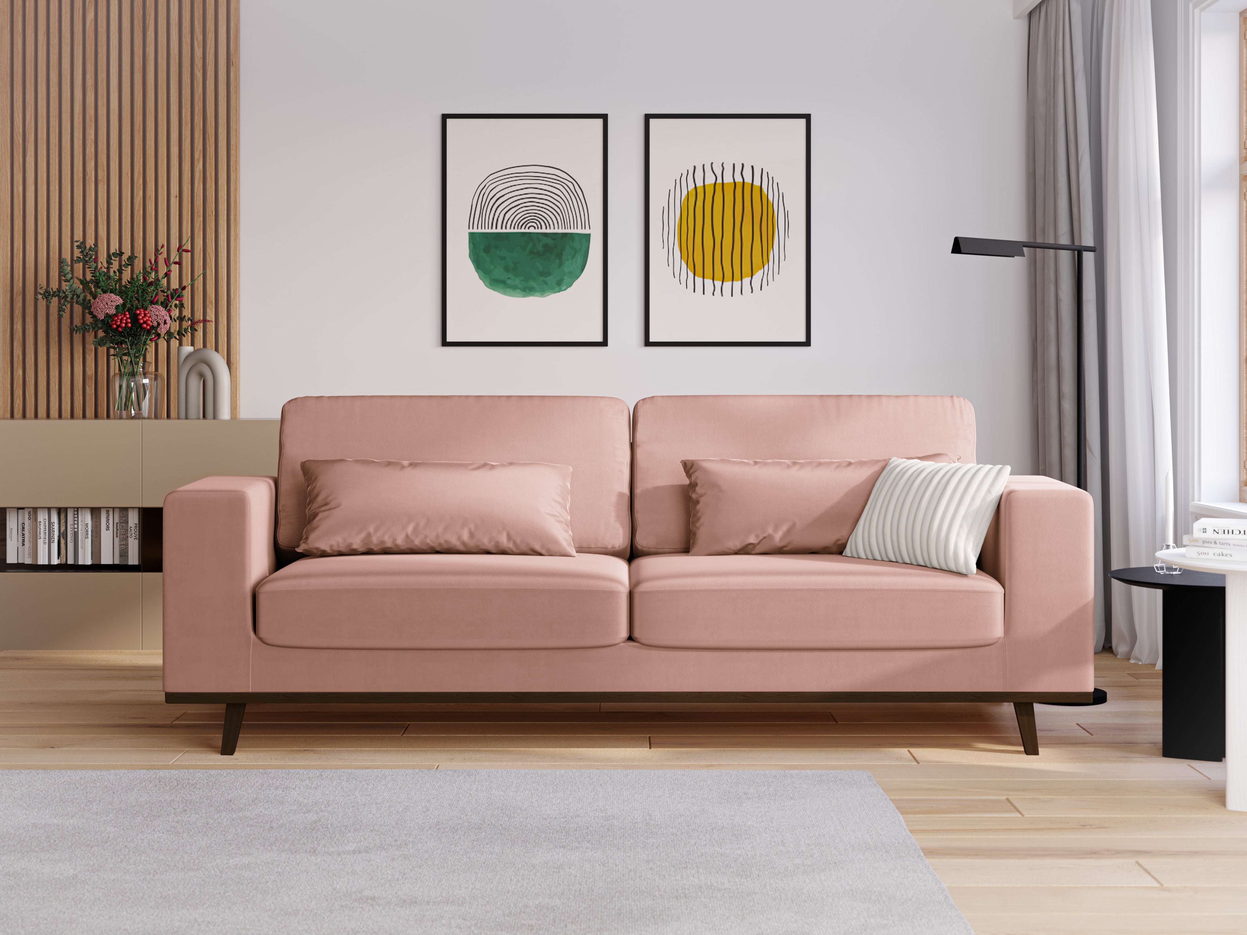 Sofa aksamitna 3-osobowa HEBE różowy Mazzini Sofas    Eye on Design