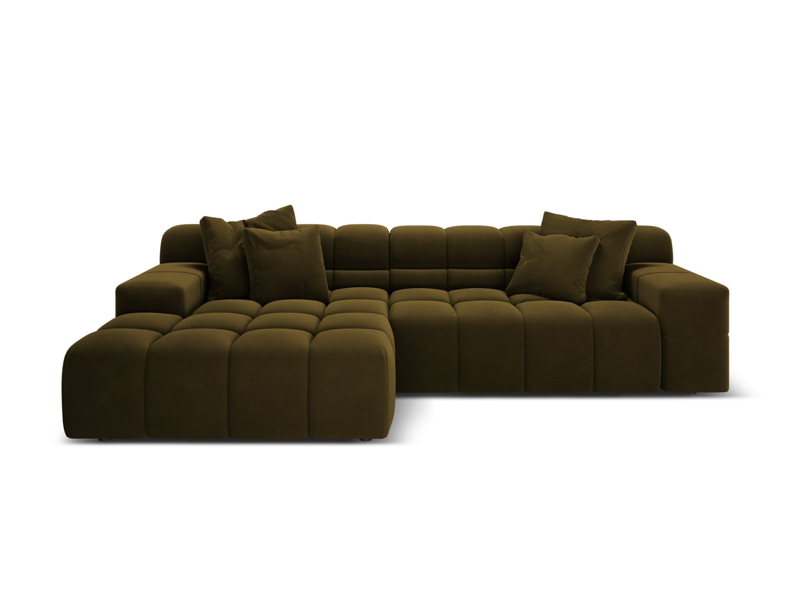 Samt-Ecksofa 3-sitzig links AGAVE grün