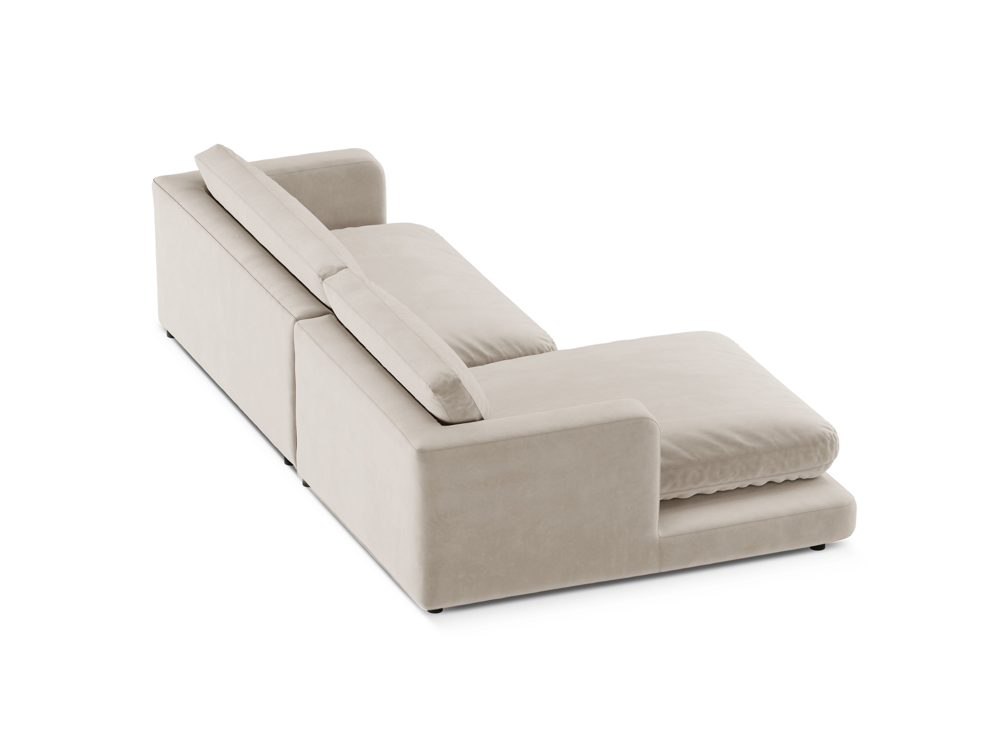 Left-facing velvet corner sofa DAPHNE light beige
