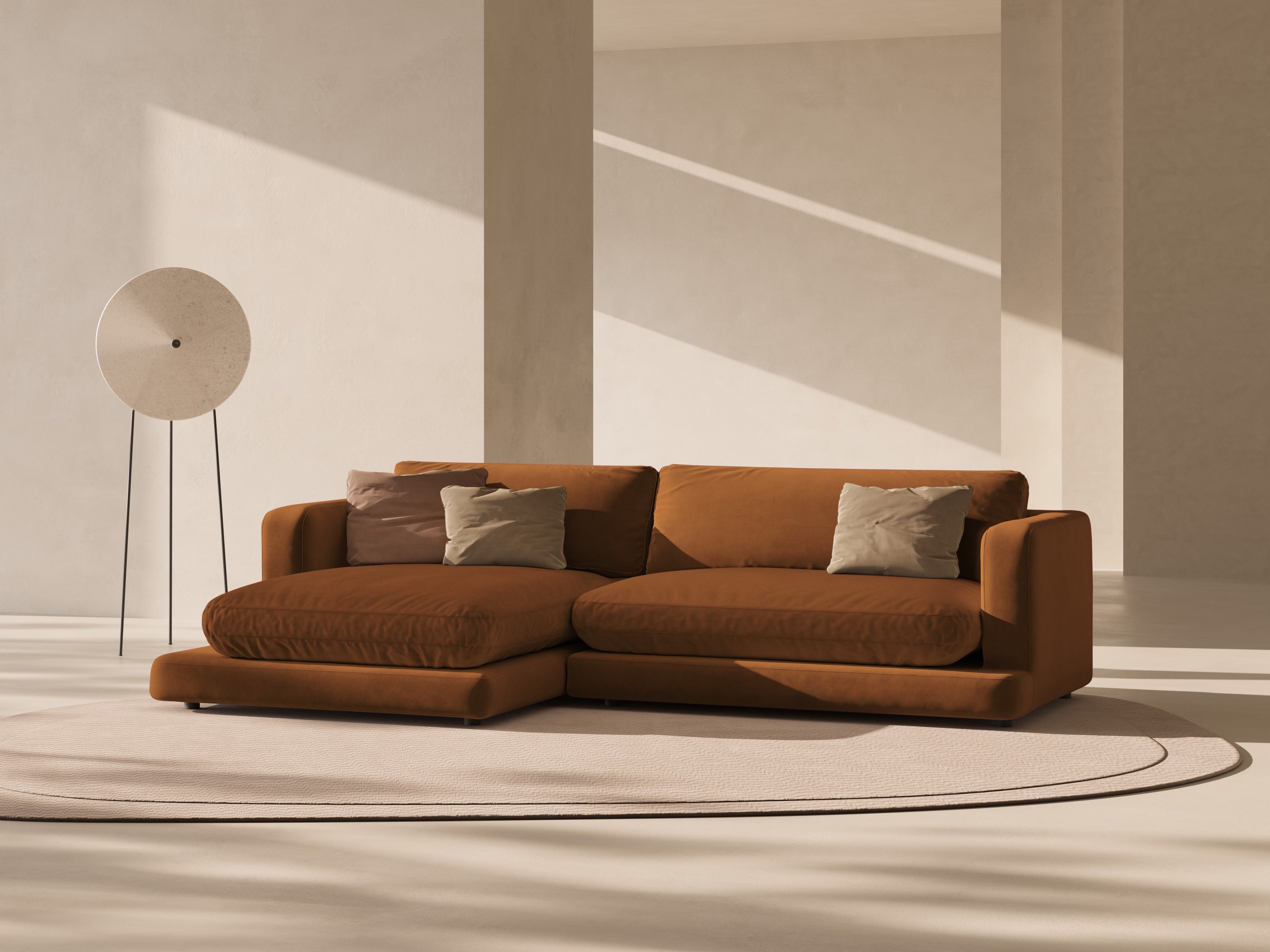 Samt-Ecksofa links DAPHNE kupfer