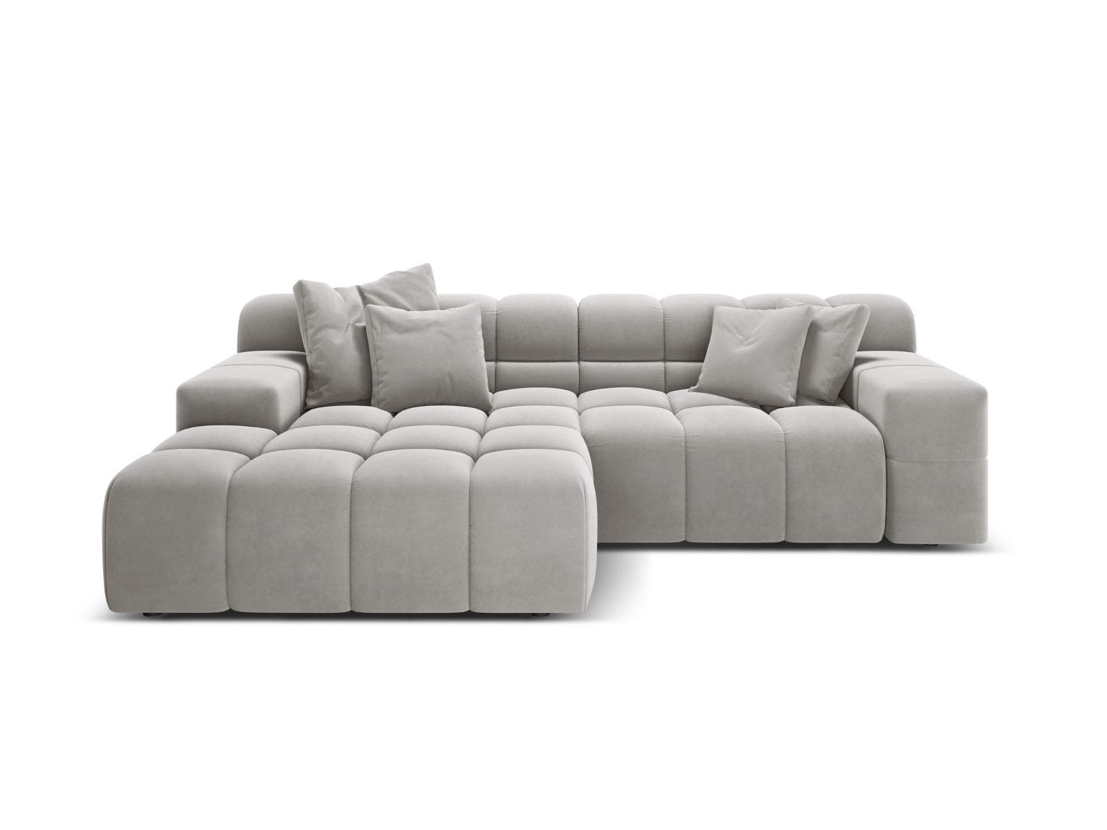 Samt-Ecksofa für 2 Personen links AGAVE grau