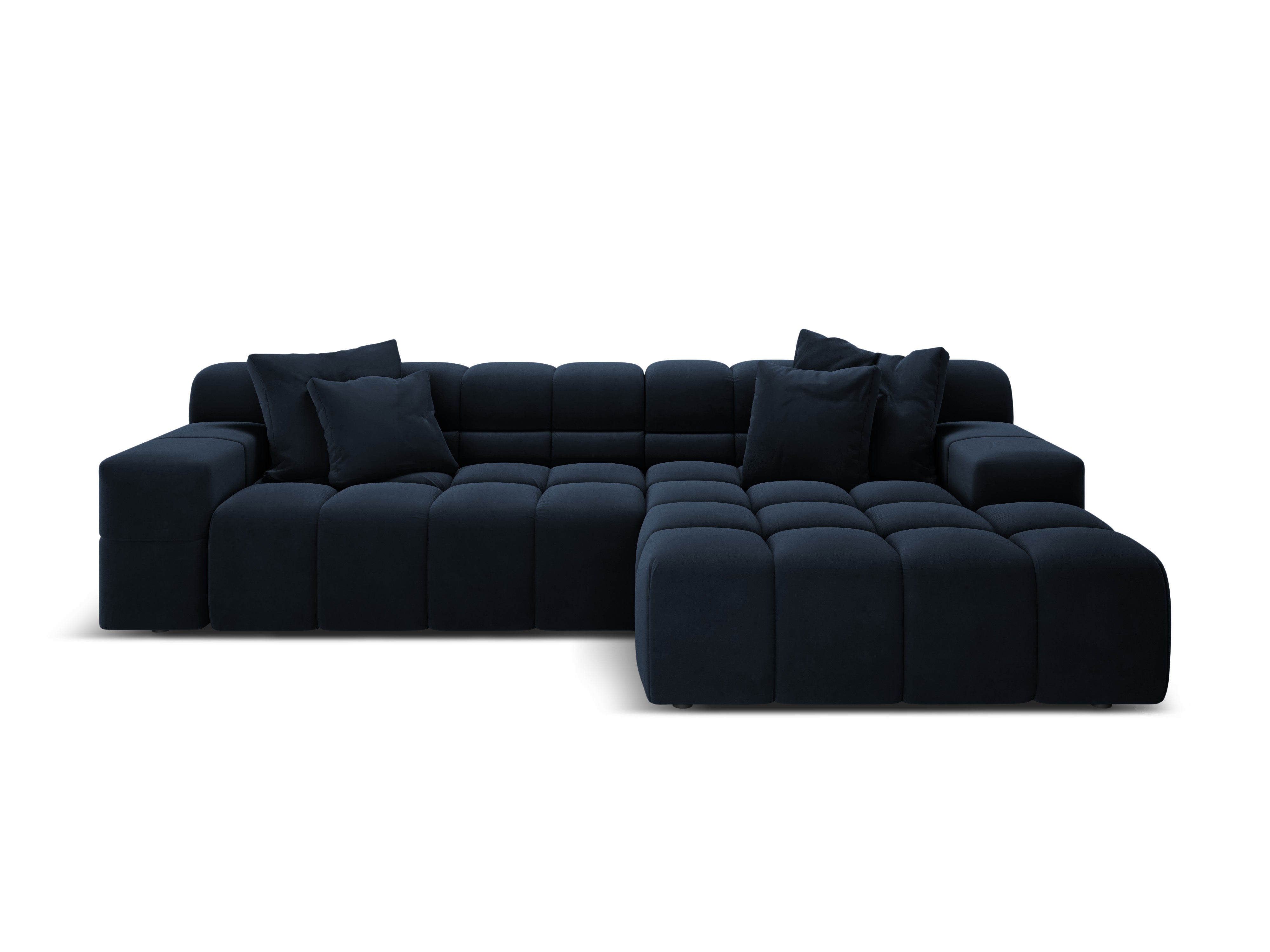 Samt-Ecksofa 3-sitzig rechts AGAVE marineblau
