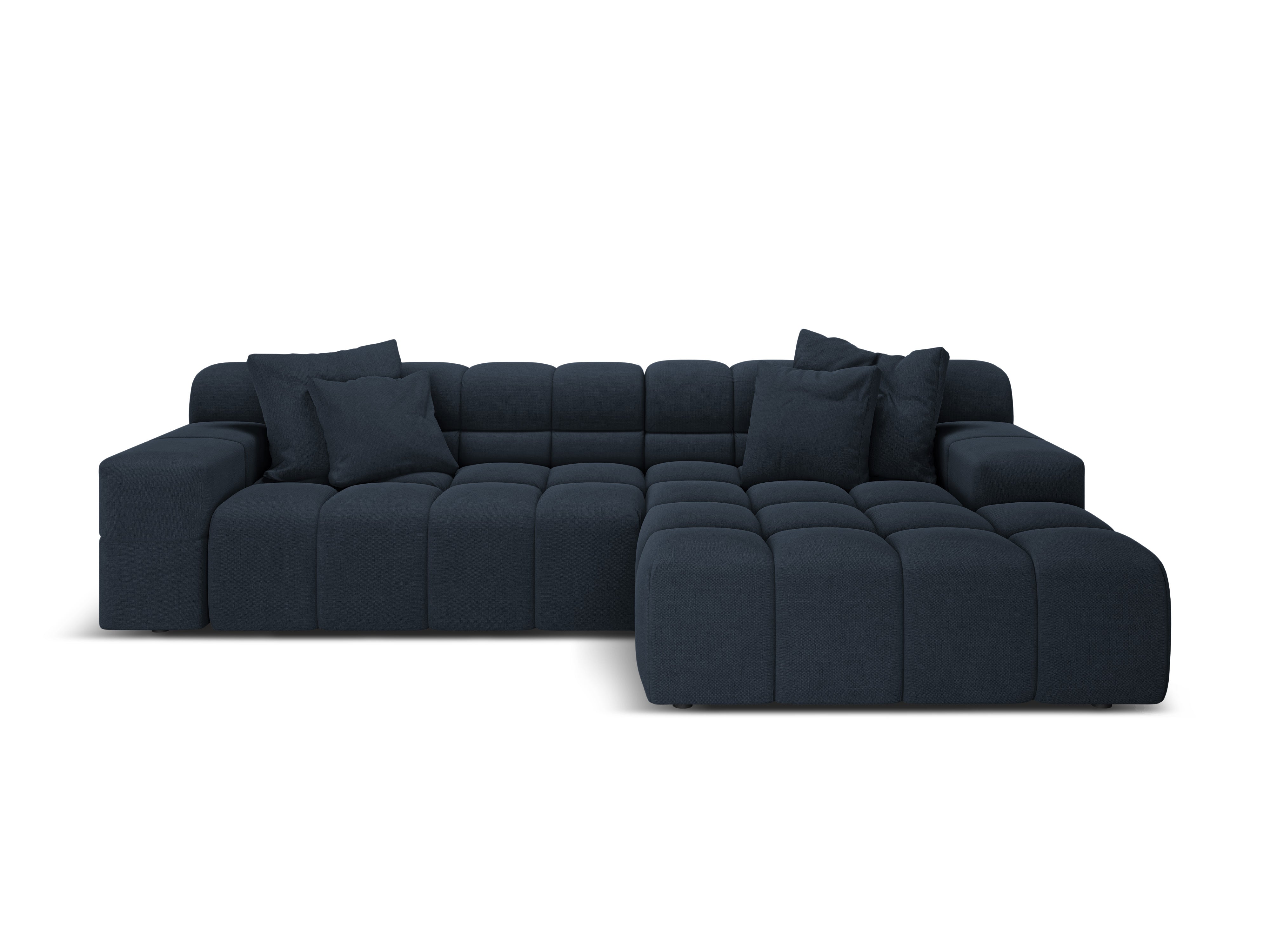 3-sitzige rechteckige AGAVE Eckcouch in marineblauem Chenille