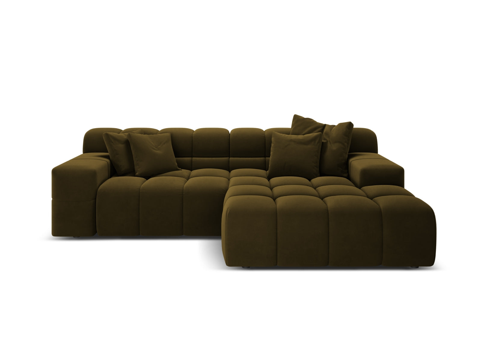 Samt-Ecksofa für 2 Personen rechts AGAVE grün