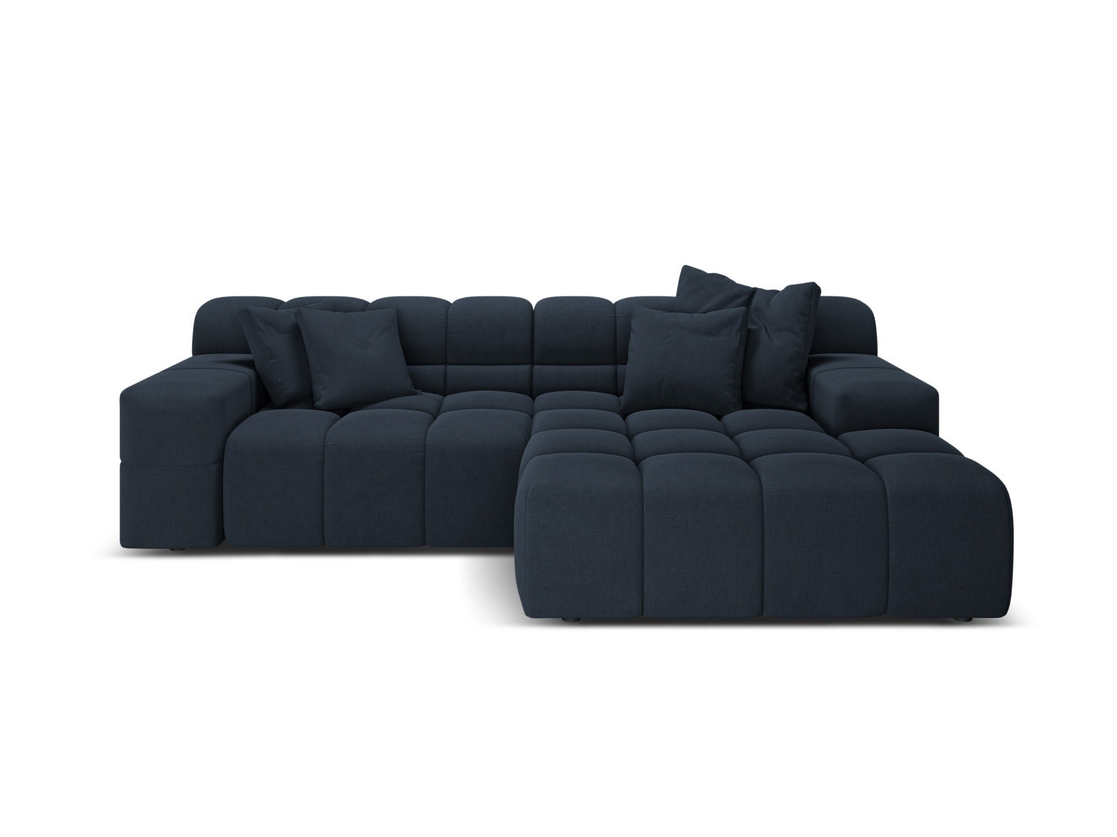 2-sitzige rechteckige AGAVE Eckcouch in marineblauem Chenille