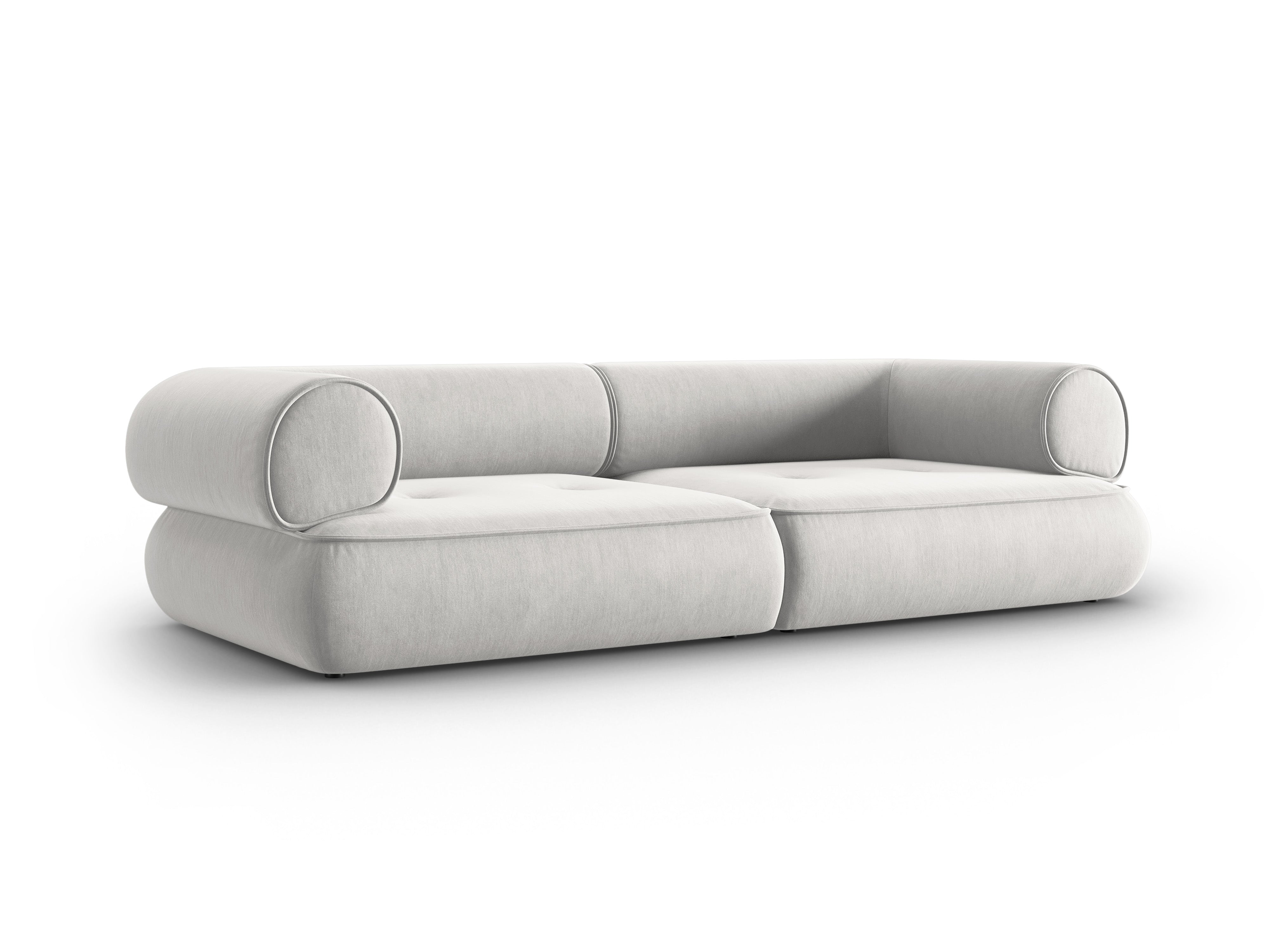 Sofa w tkaninie szenilowej 3-osobowa LILY srebrny Maison Heritage    Eye on Design