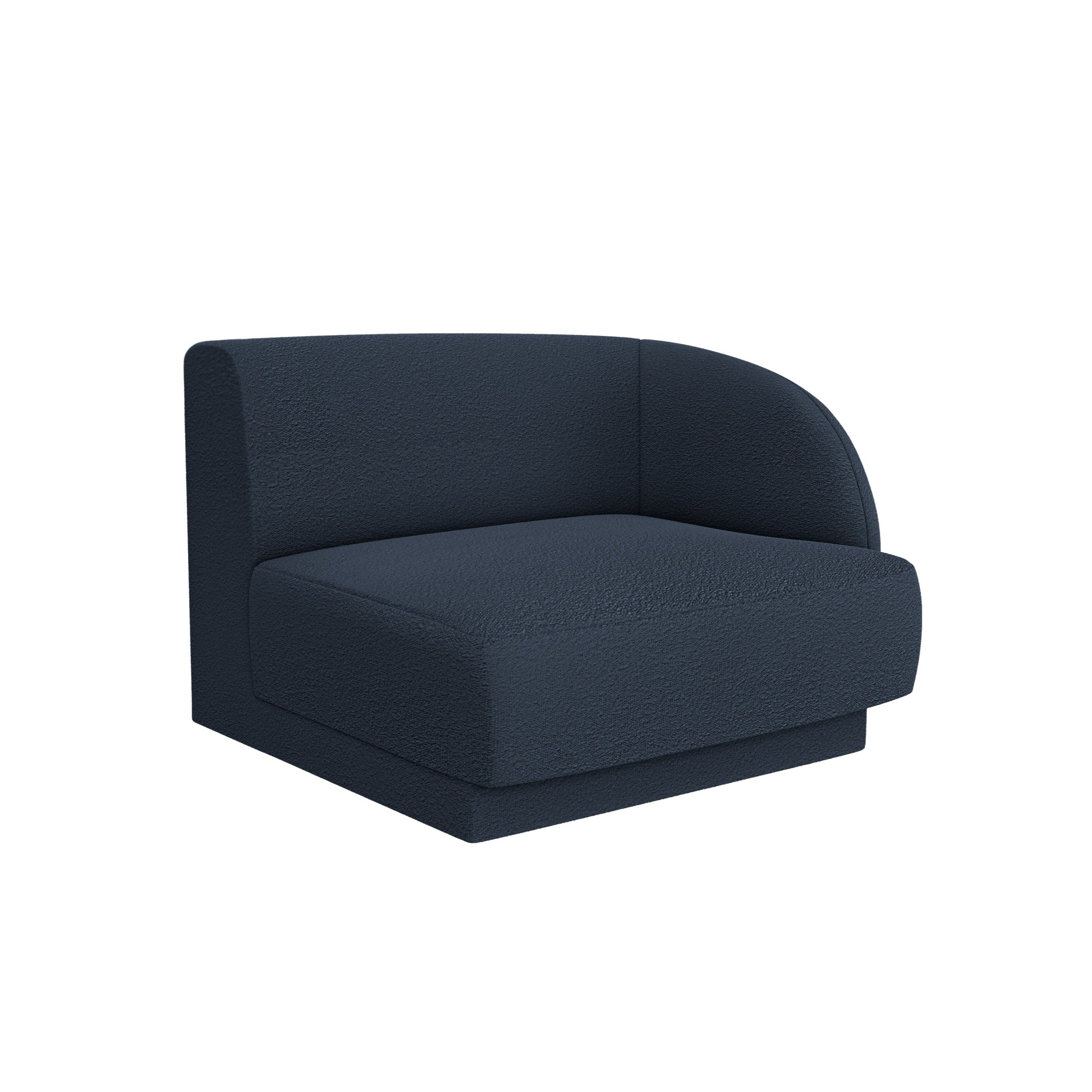 Sofa modułowa MILEY - moduł prawostronny ciemnoniebieski boucle