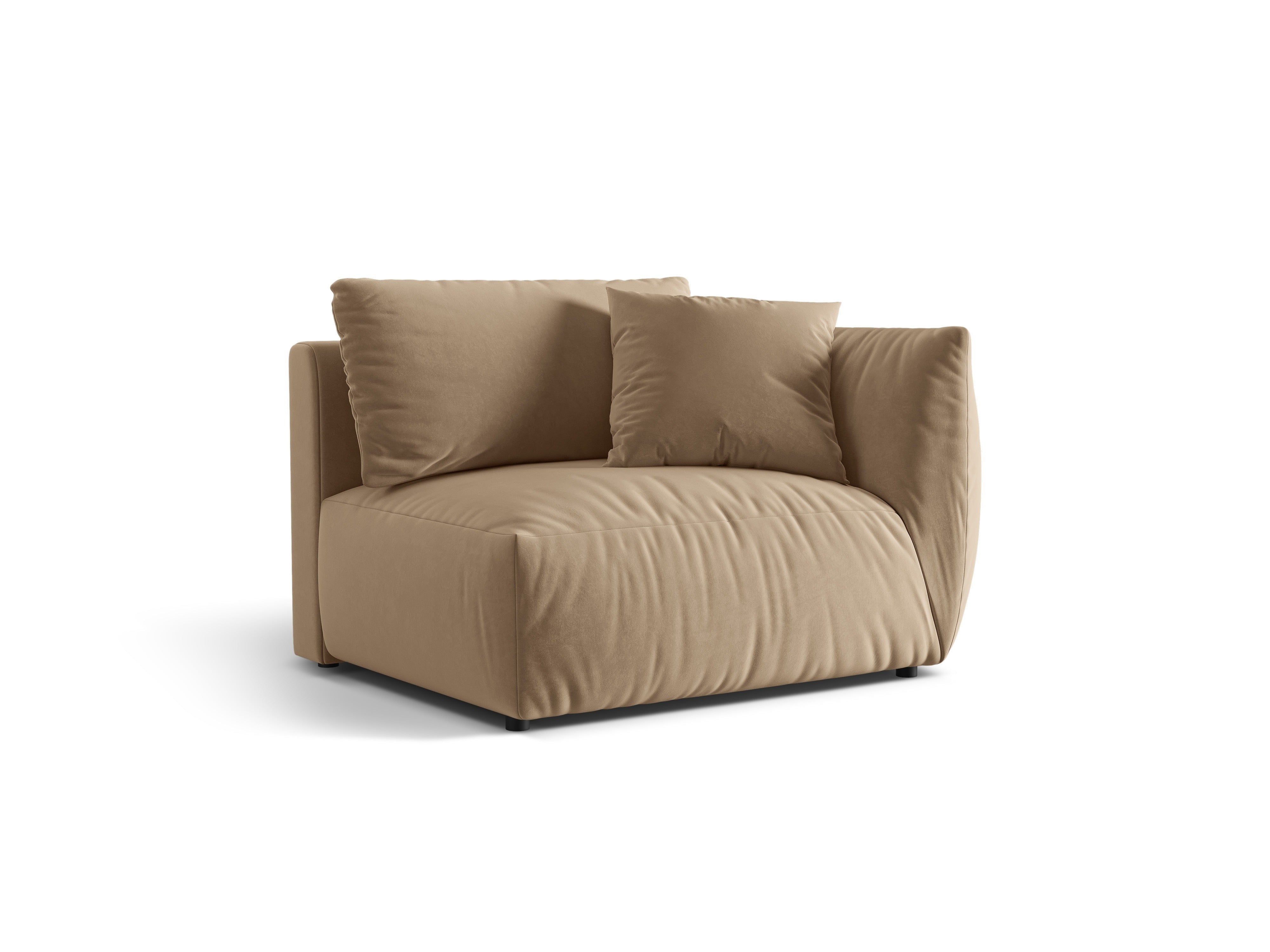 Sofa modułowa aksamitna CHRIS - moduł prawostronny piaskowy