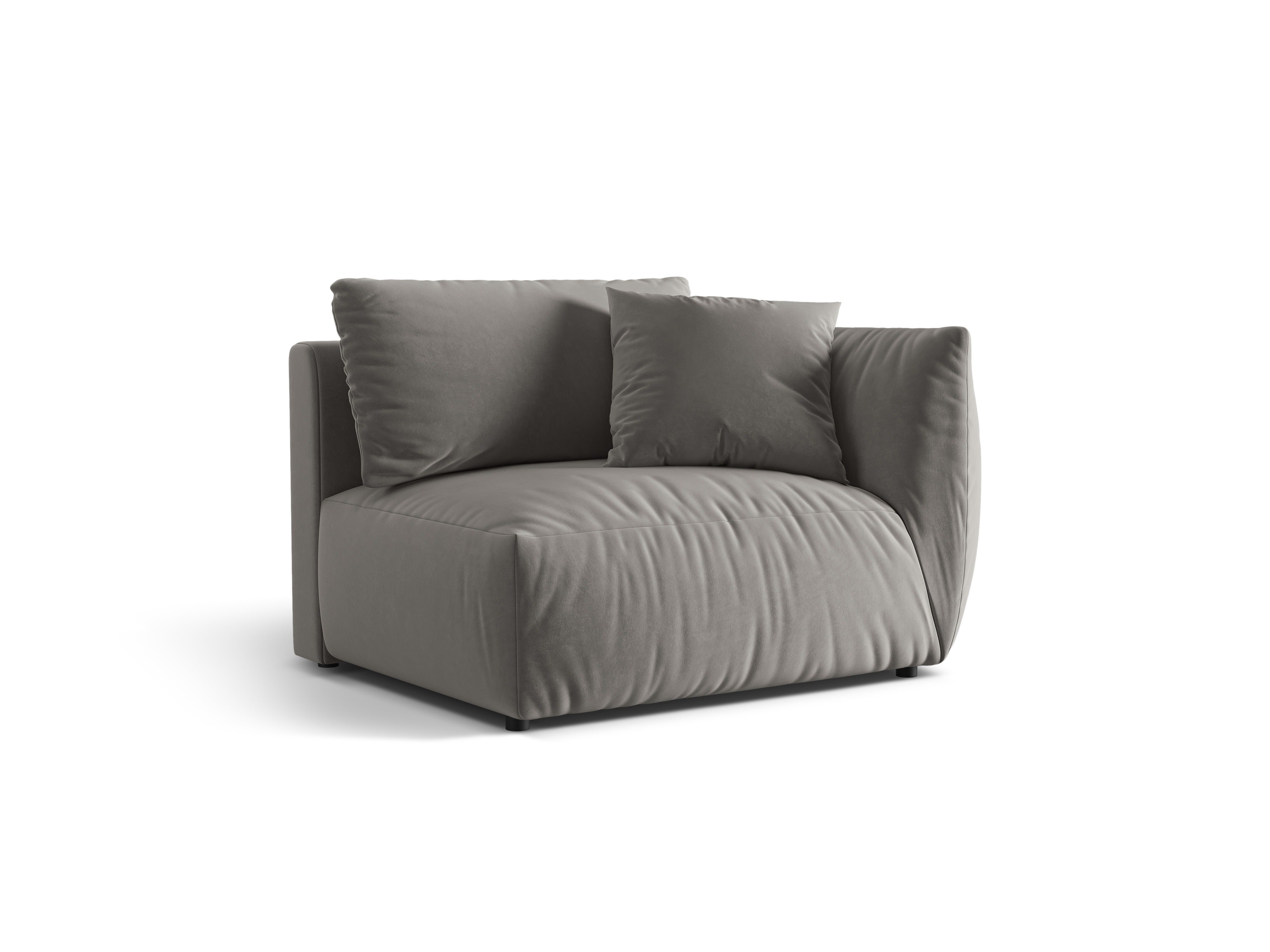 Sofa modułowa aksamitna CHRIS - element szeroki prawostronny szary