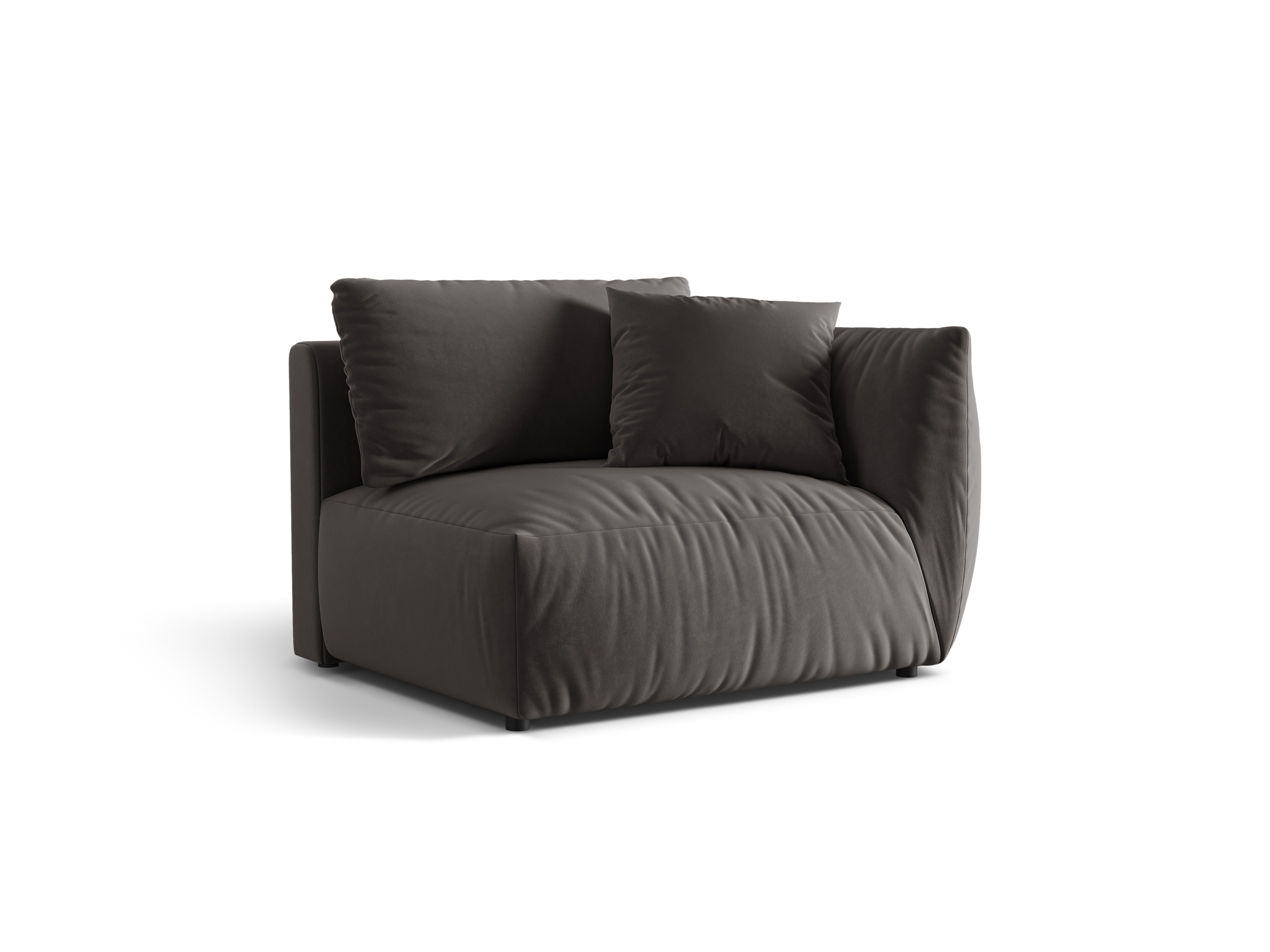 Sofa modułowa aksamitna CHRIS - element prawostronny ciemnoszary