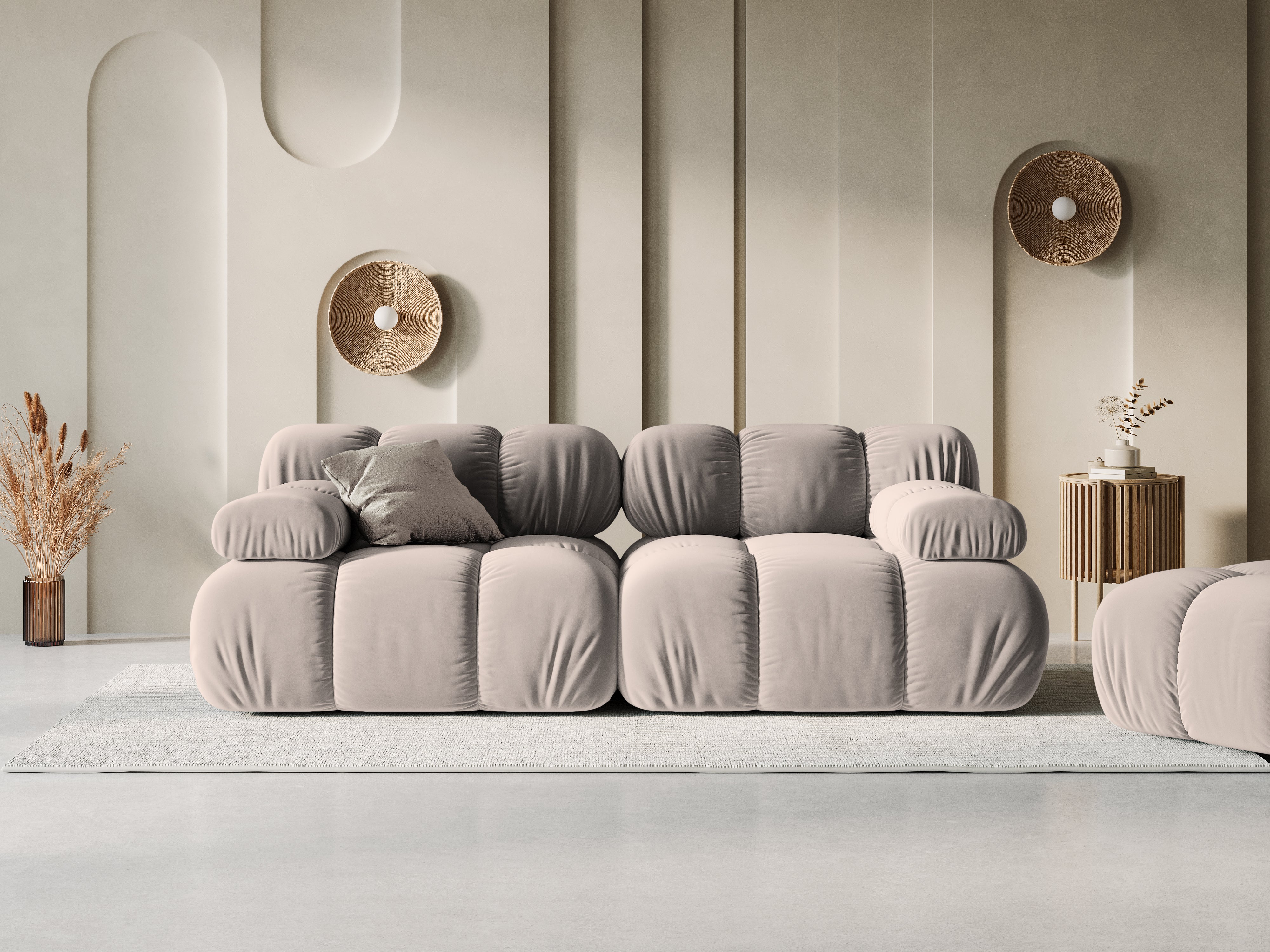 Sofa modułowa aksamitna 2-osobowa BELLIS cappuccino, Micadoni, Eye on Design