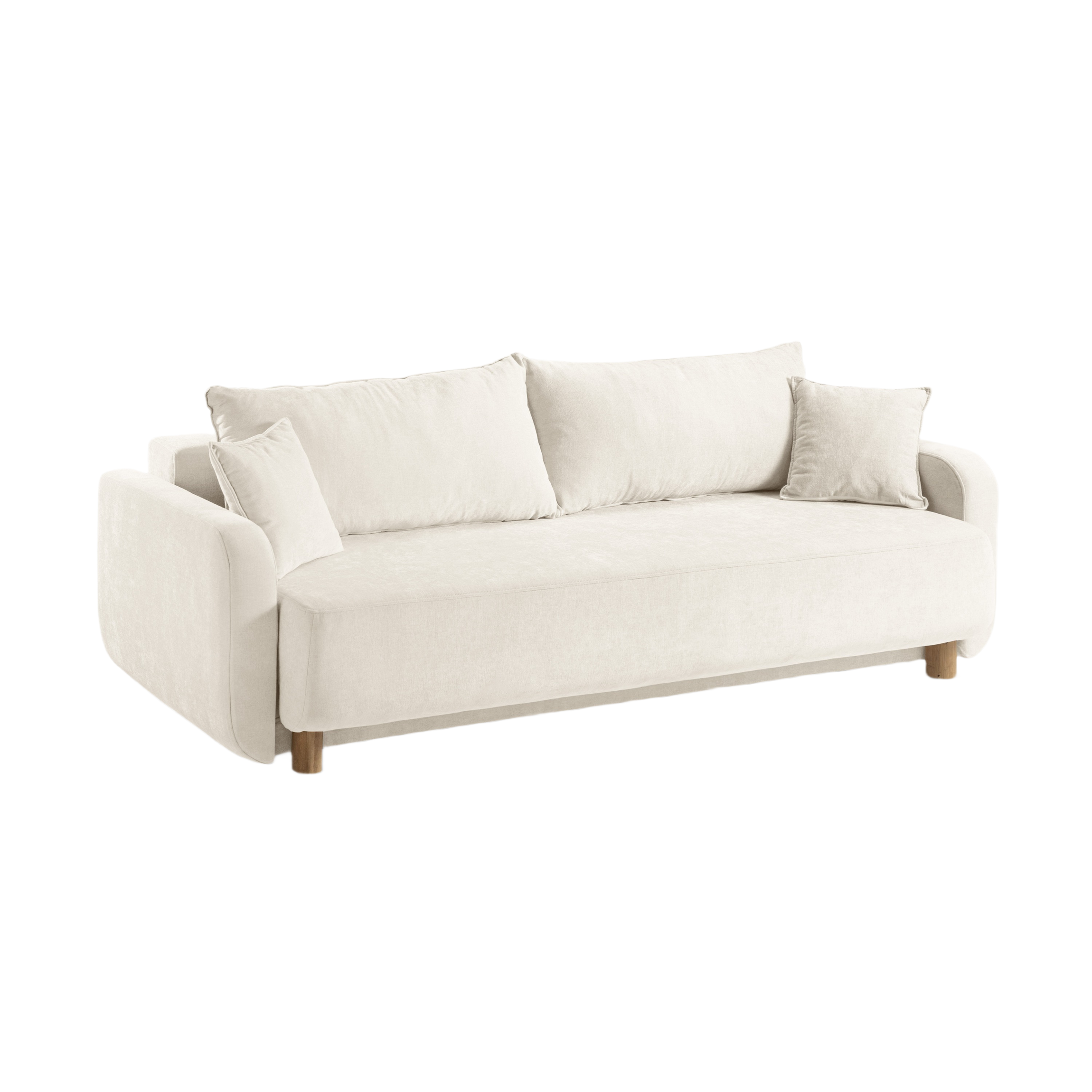 Sofa 3-Sitzer mit Schlaffunktion ELEN Elfenbein Chenille [Monika] [Julia spr]