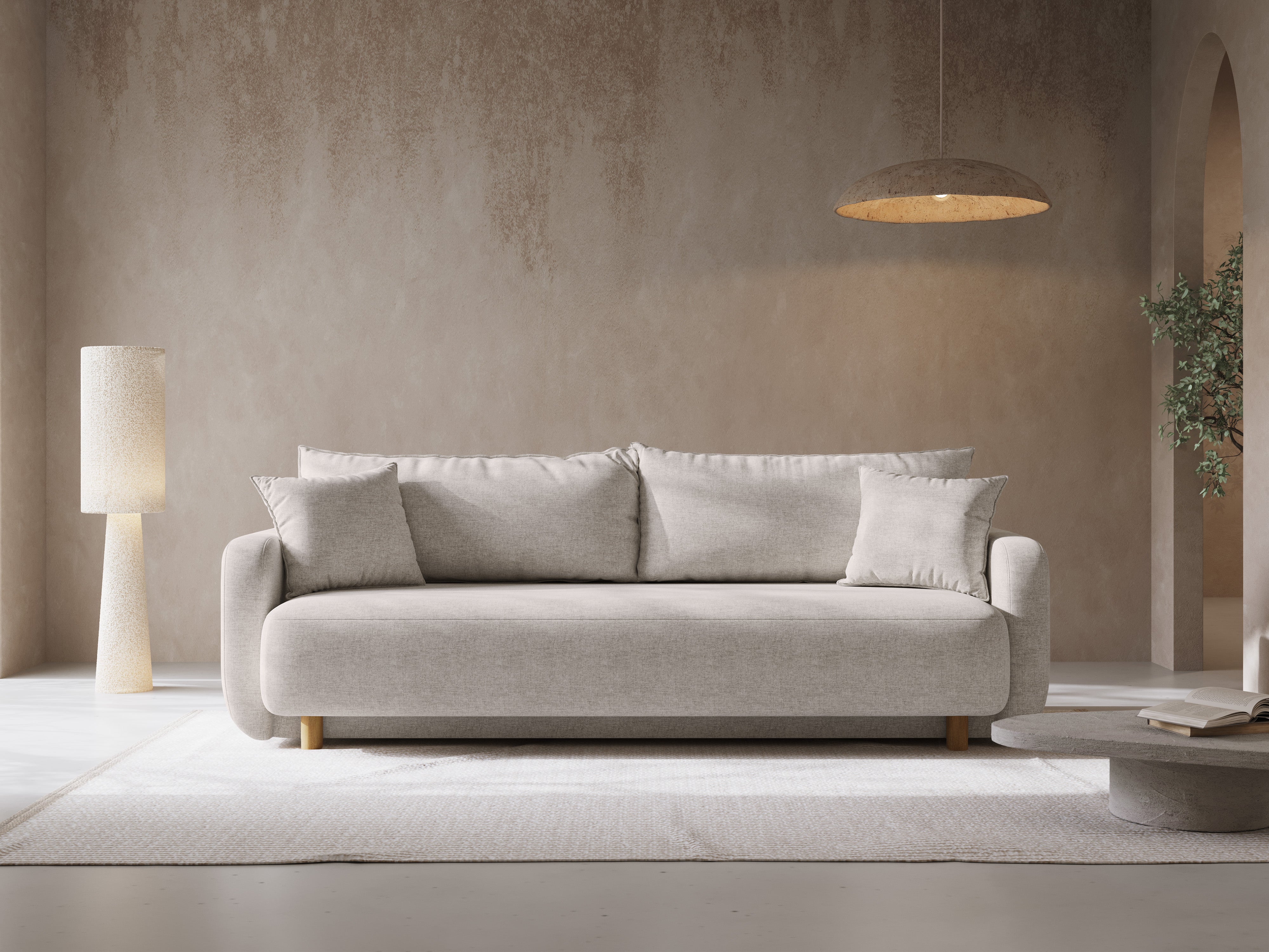 Sofa 3-Sitzer mit Schlaffunktion ELEN beige Chenille [Monika] [Julia spr]