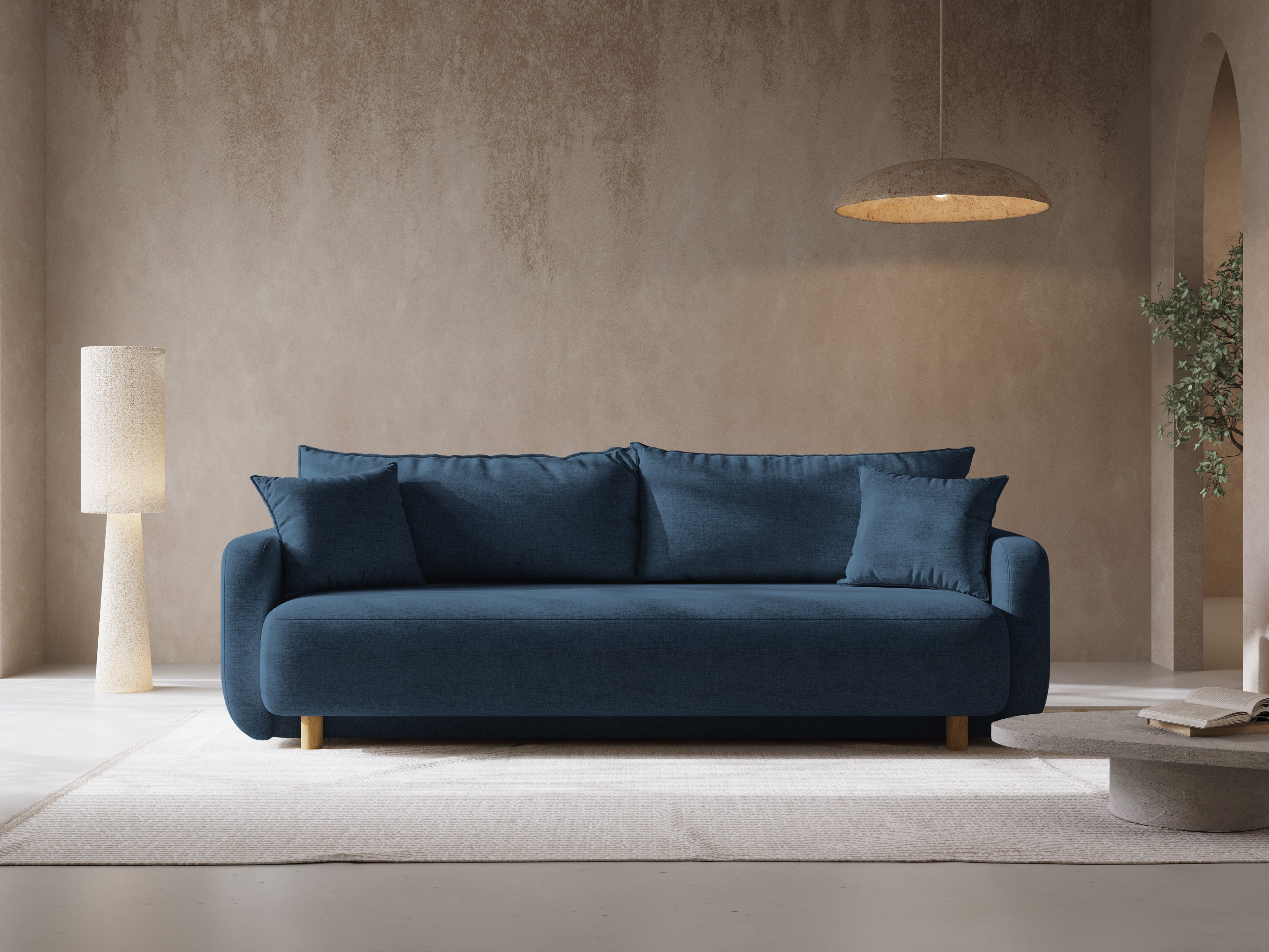 Sofa 3-Sitzer mit Schlaffunktion ELEN marineblaues Chenille [Monika] [Julia spr]