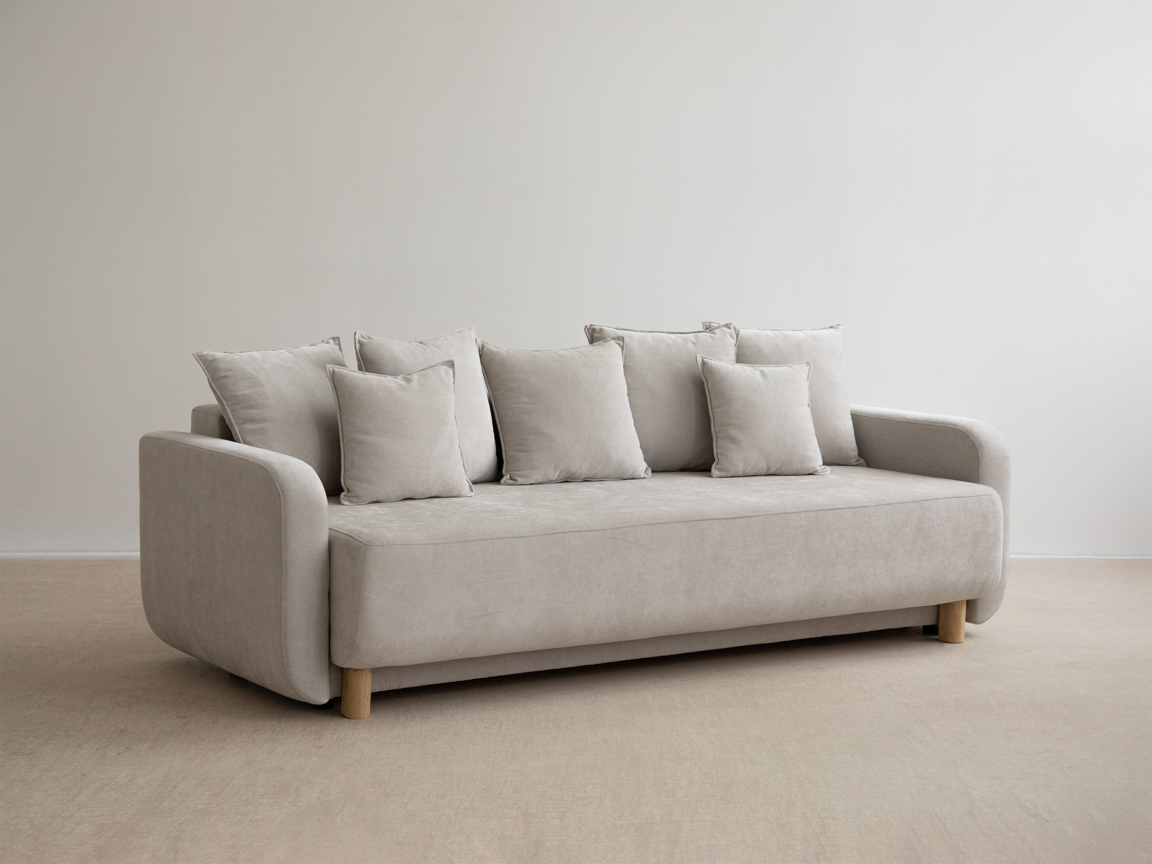 Sofa 3-Sitzer mit Schlaffunktion ELEN Elfenbein Chenille [Monika] [Julia spr]