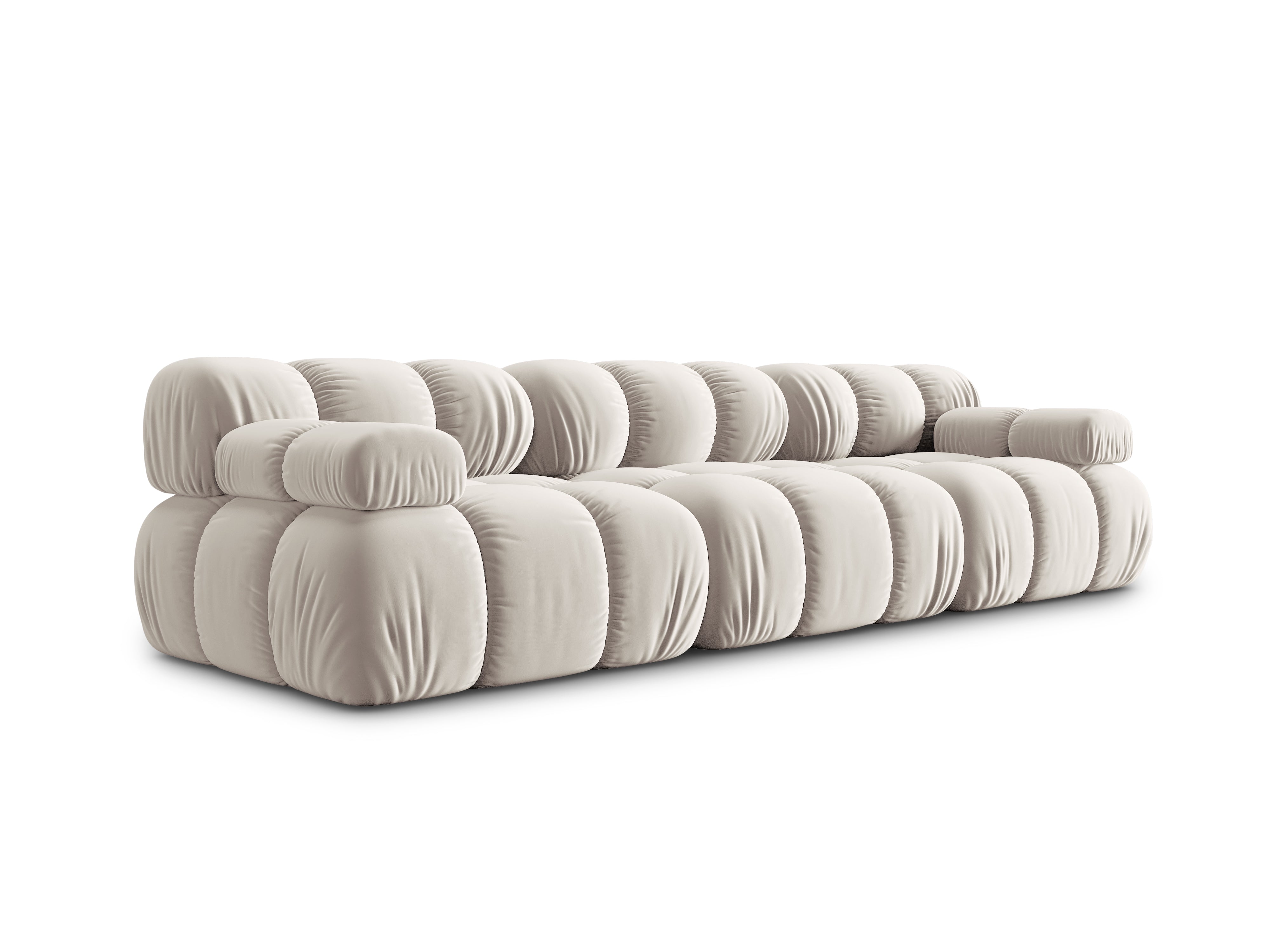 Sofa aksamitna 3-osobowa BELLIS jasnobeżowy Micadoni    Eye on Design