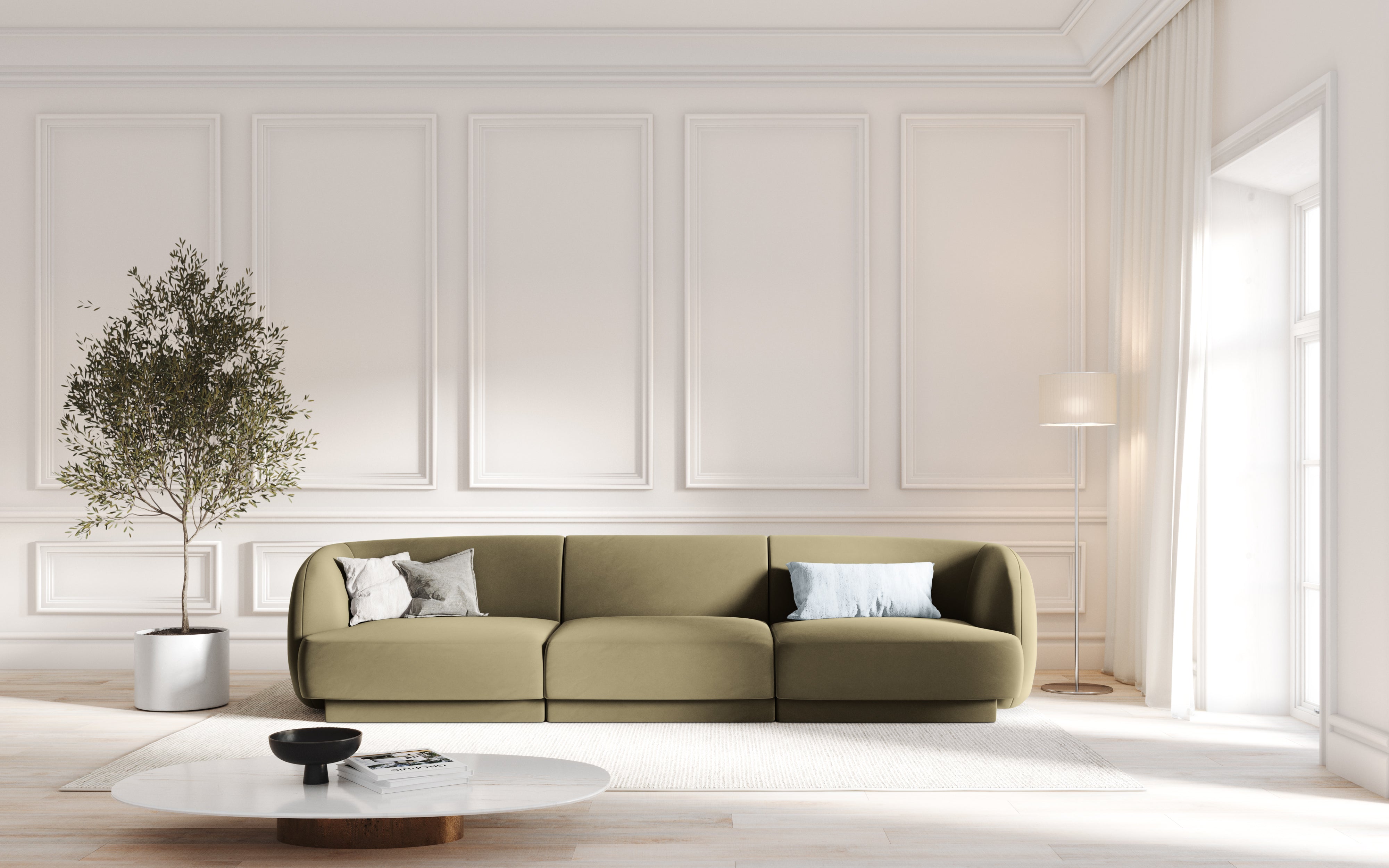 Sofa aksamitna 3-osobowa MILEY zielony Micadoni    Eye on Design