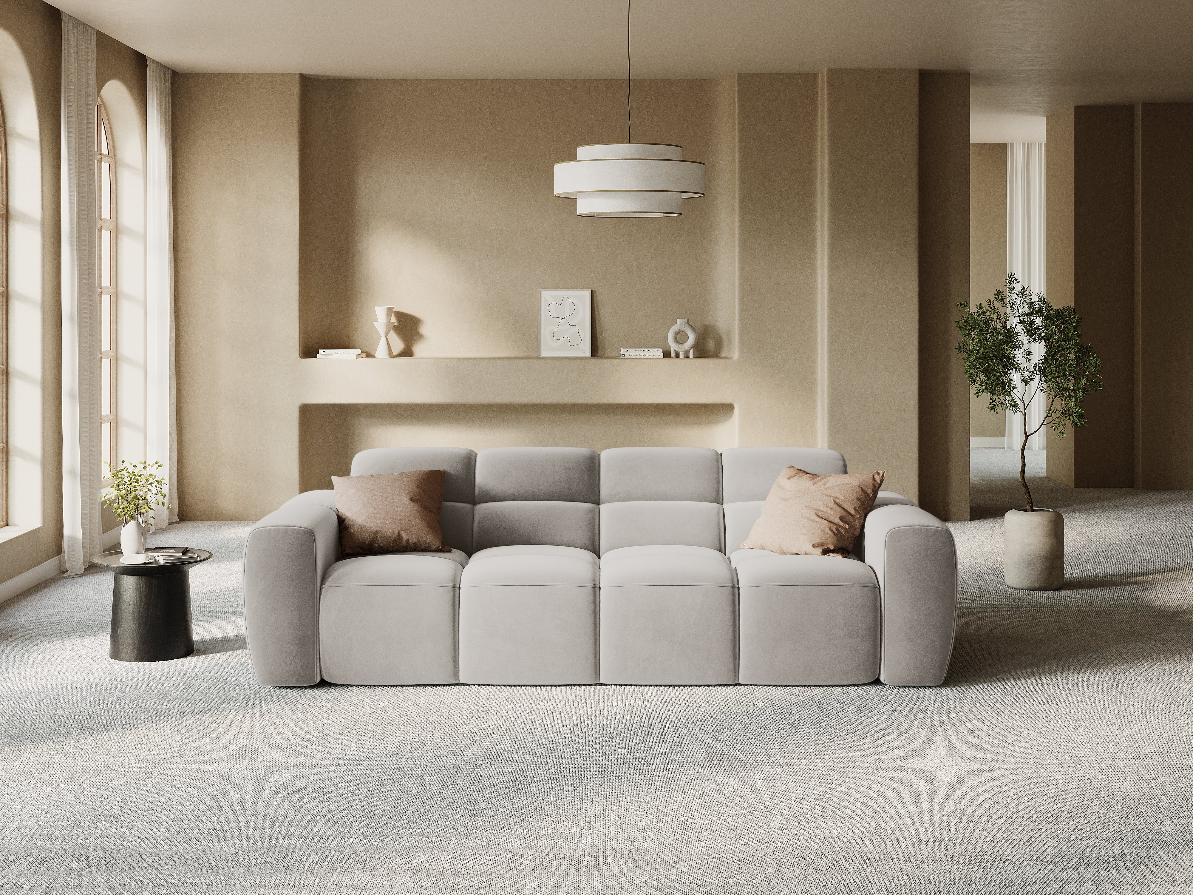 Sofa 4-osobowa LISA jasnoszary szenil