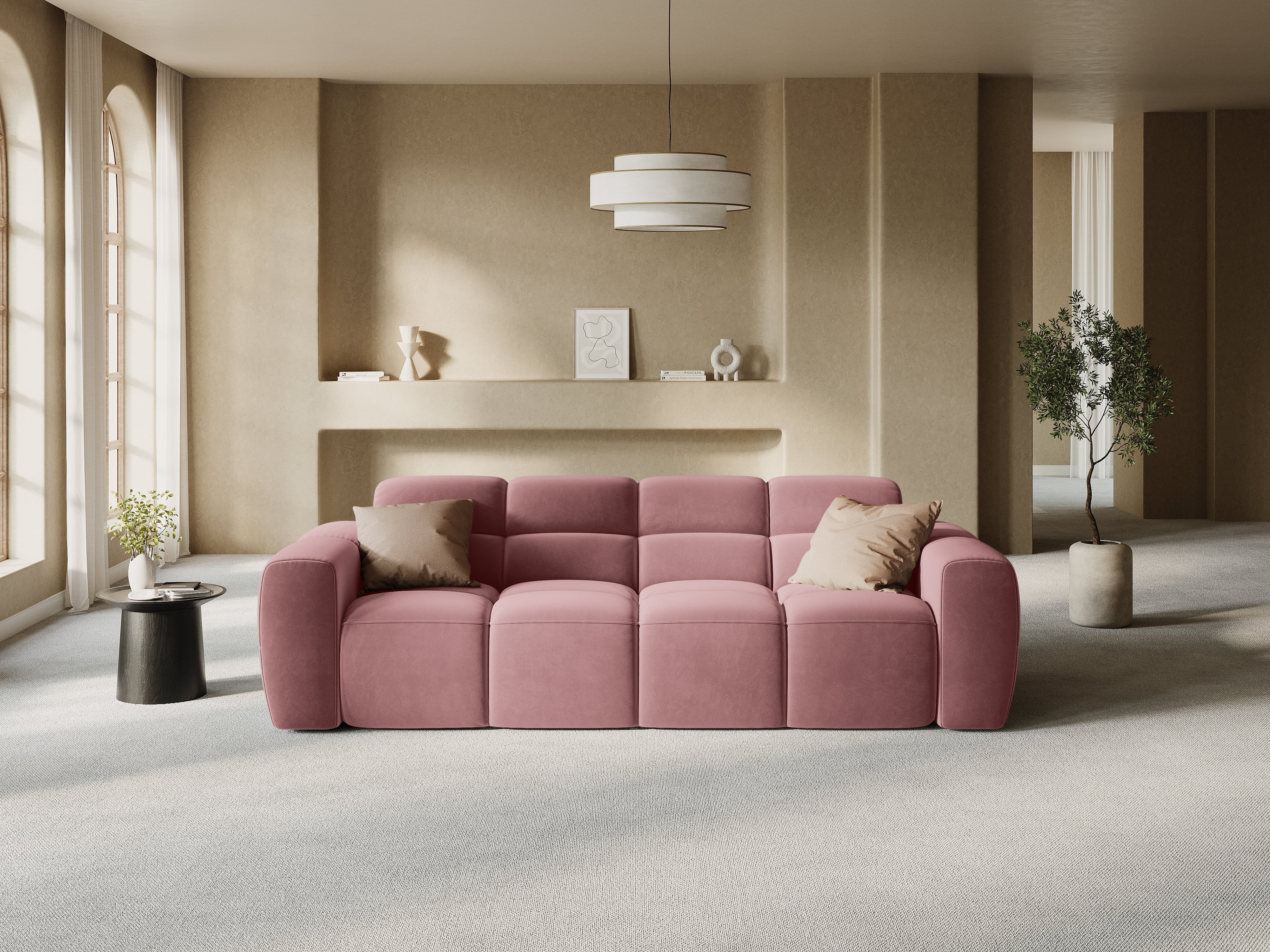 Samtsofa für 4 Personen LISA rosa [Monika] [Julia spr]