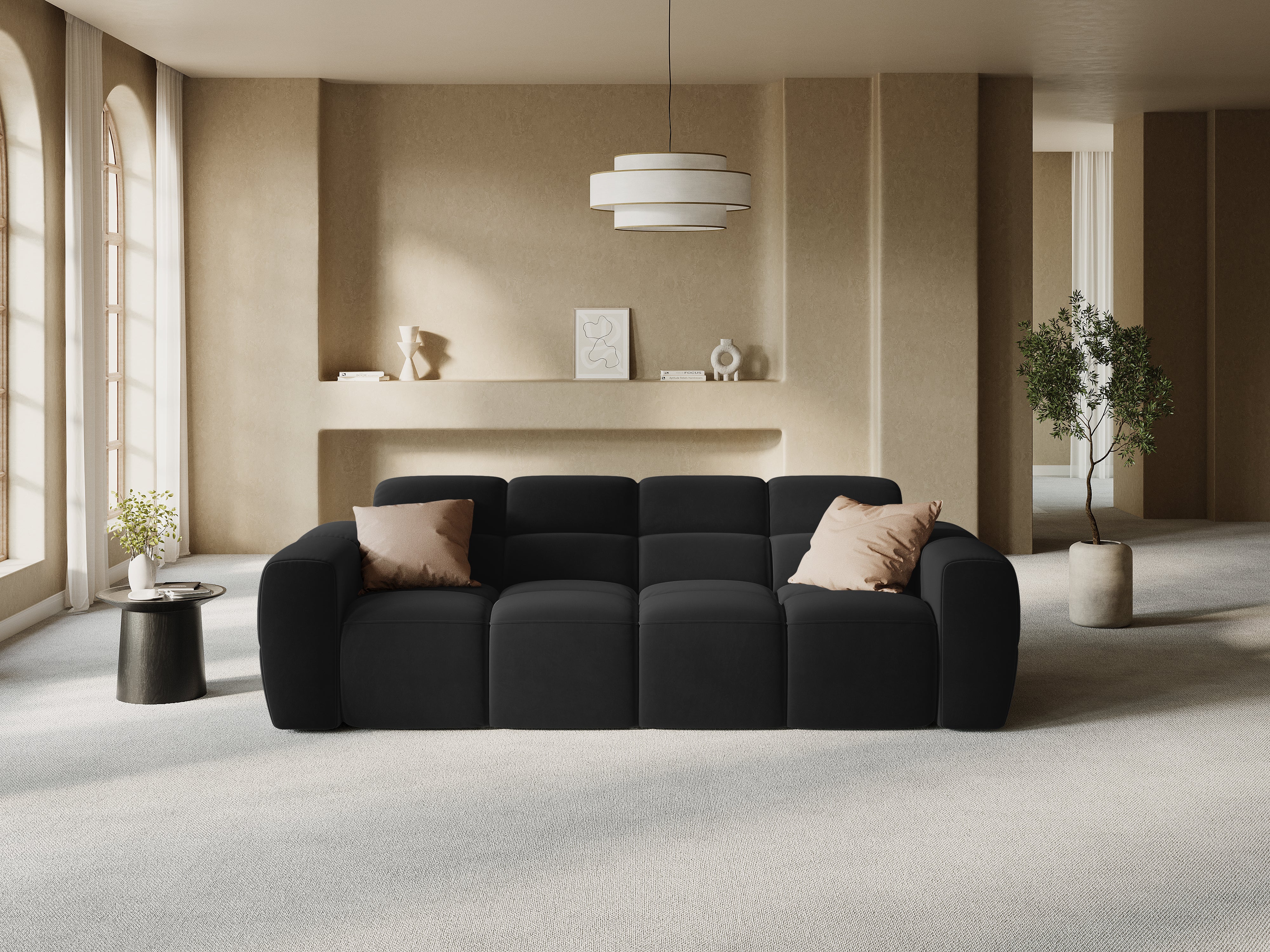 Sofa aksamitna 4-osobowa LISA czarny