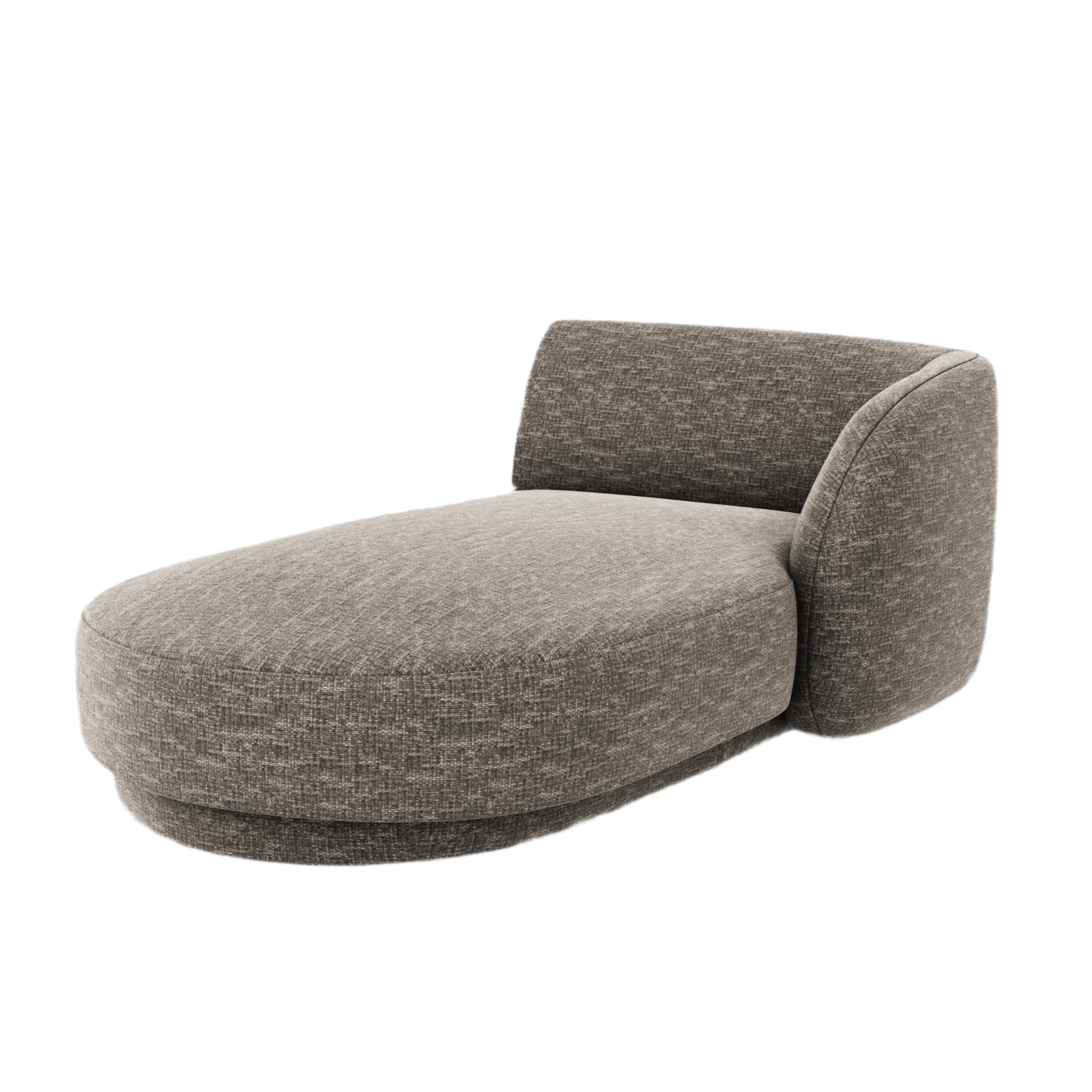 Right-facing chaise longue MILEY gray silky chenille