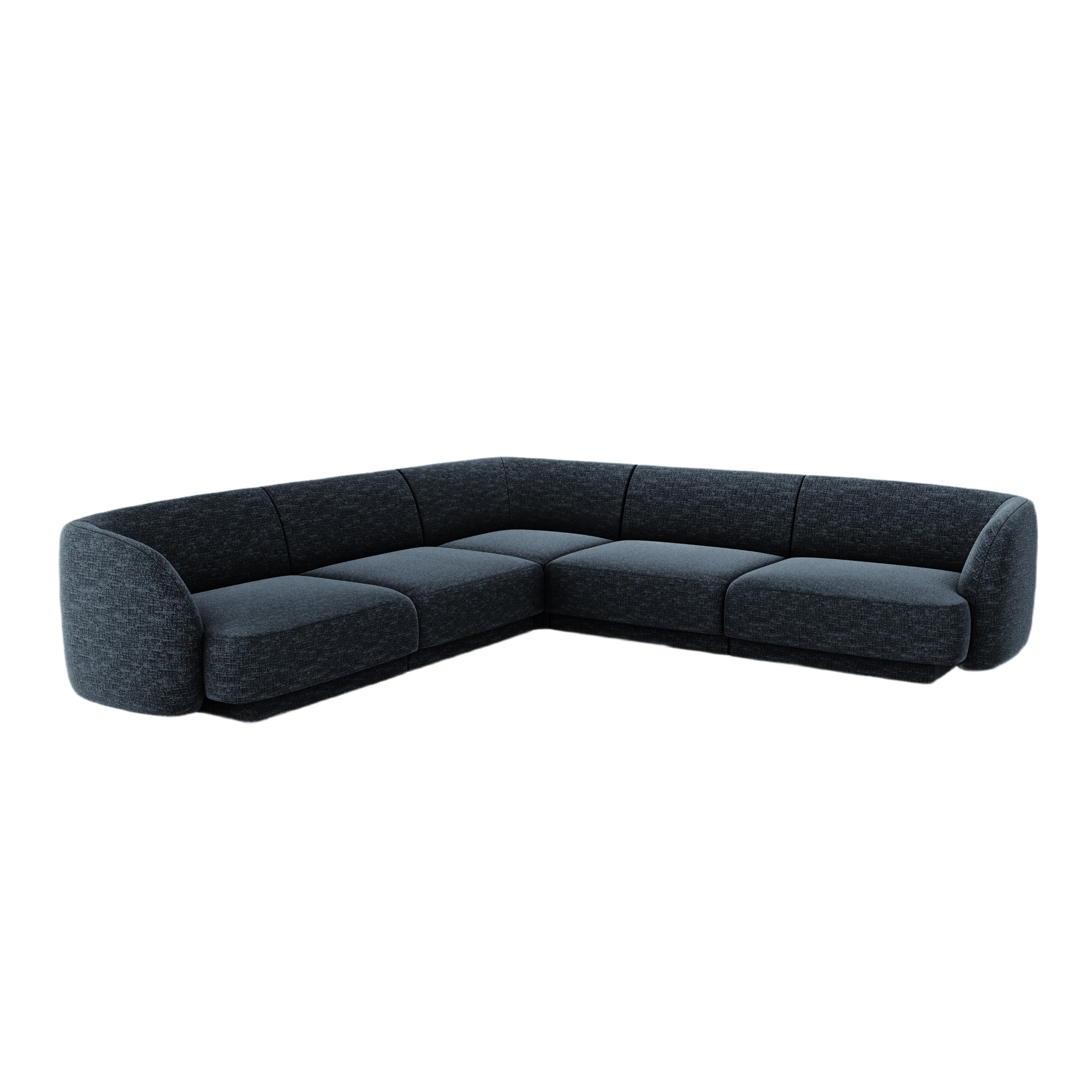 Symmetrical Corner Sofa MILEY in Navy Blue Silky Chenille