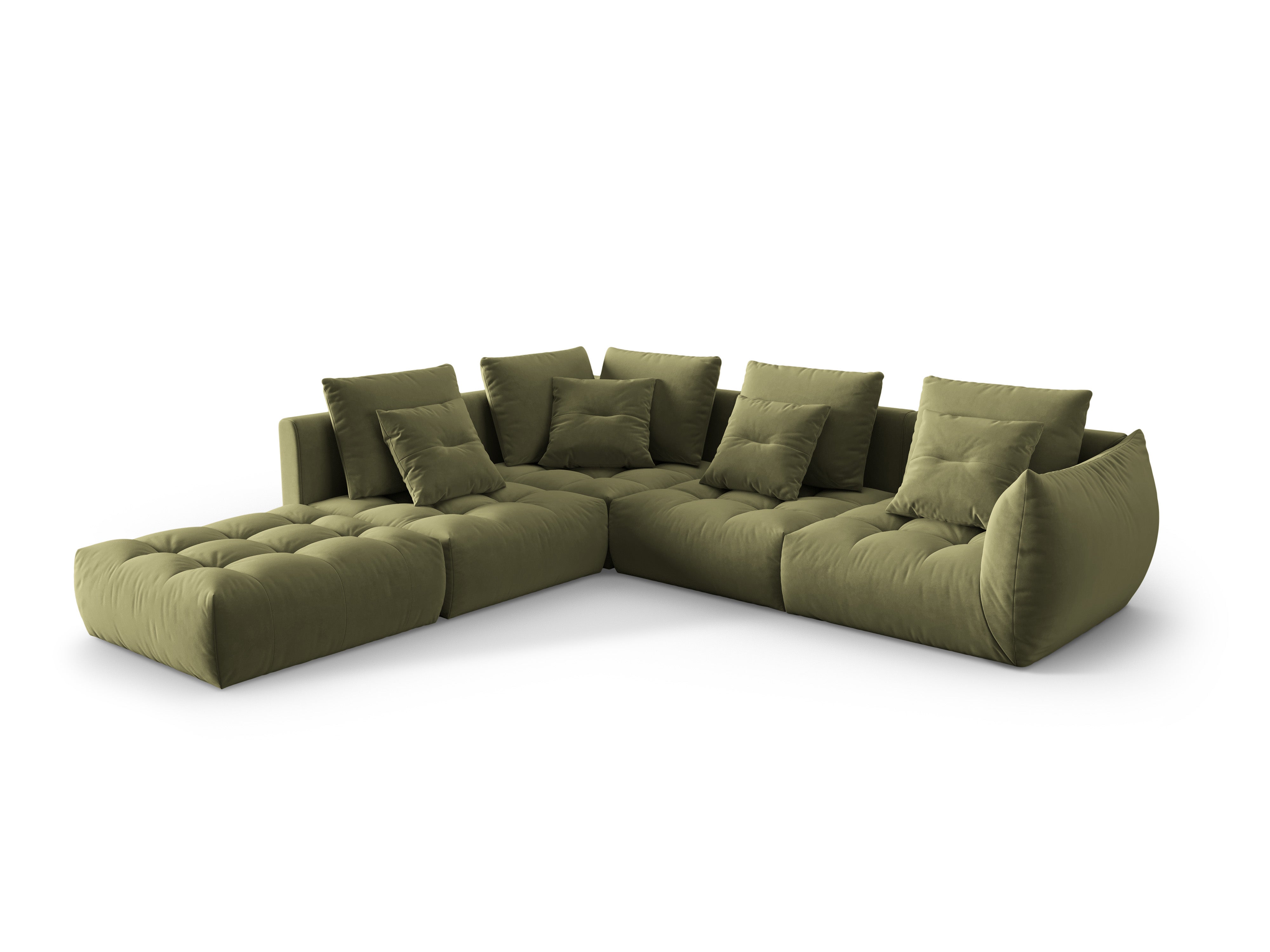 Samt modulares linke Ecksofa, "Bloom", 4 Sitze, hellgrün, 316x310x95
In Europa gemacht