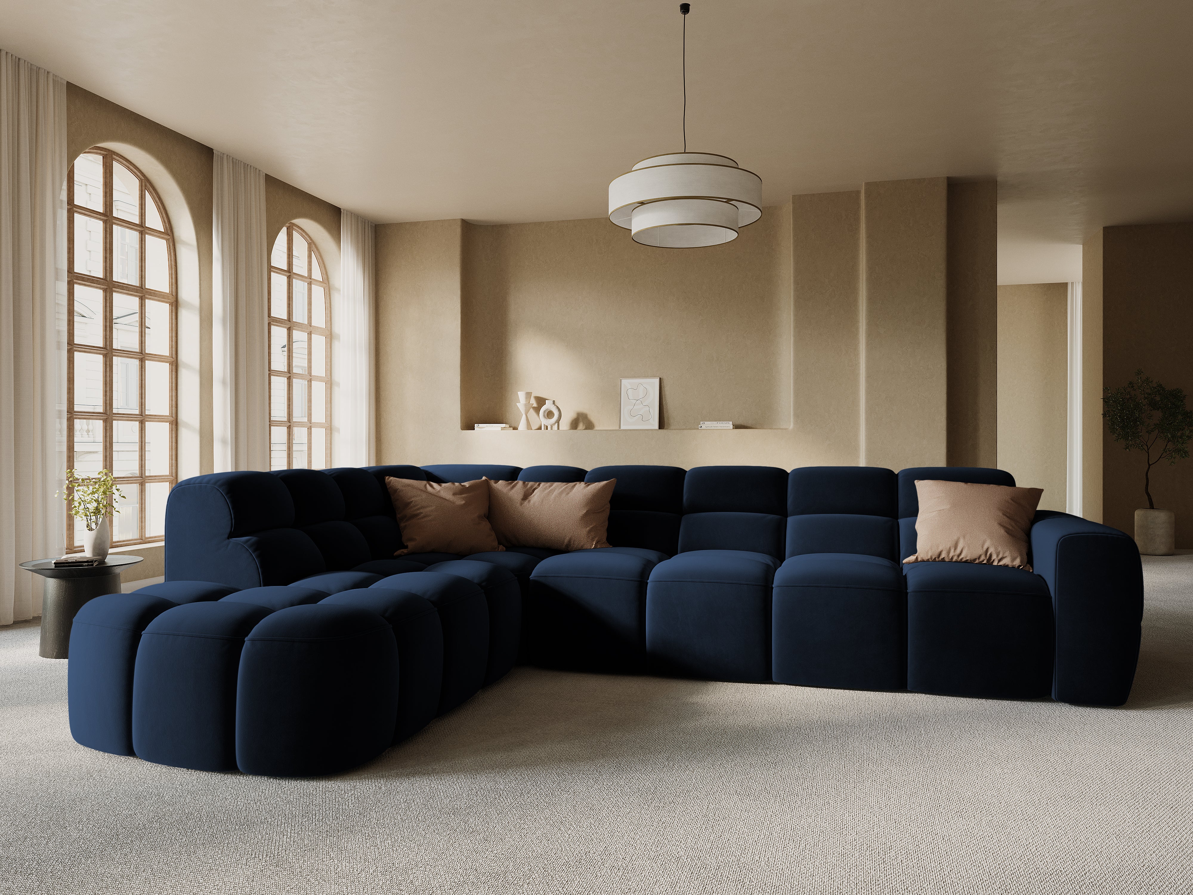 Linksseitiges Ecksofa LISA in hellblauem Chenille