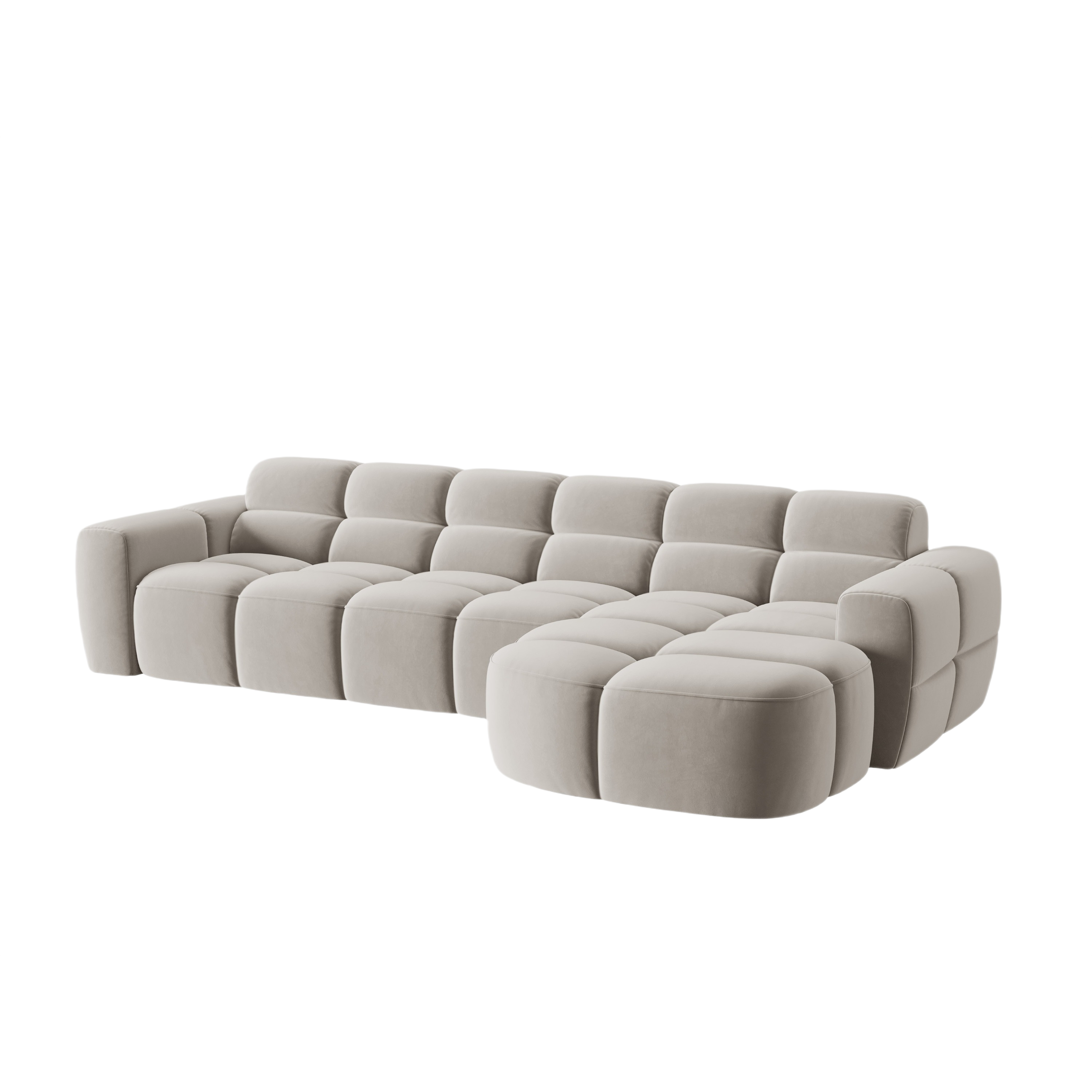 Right-facing velvet corner sofa LISA light beige [Monika]  [Julia spr]