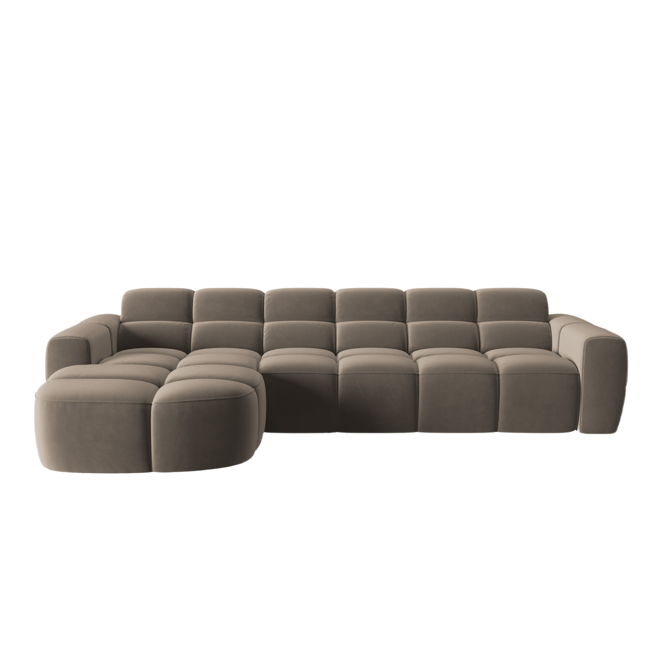 Velvet corner sofa left-sided LISA light brown [Monika]