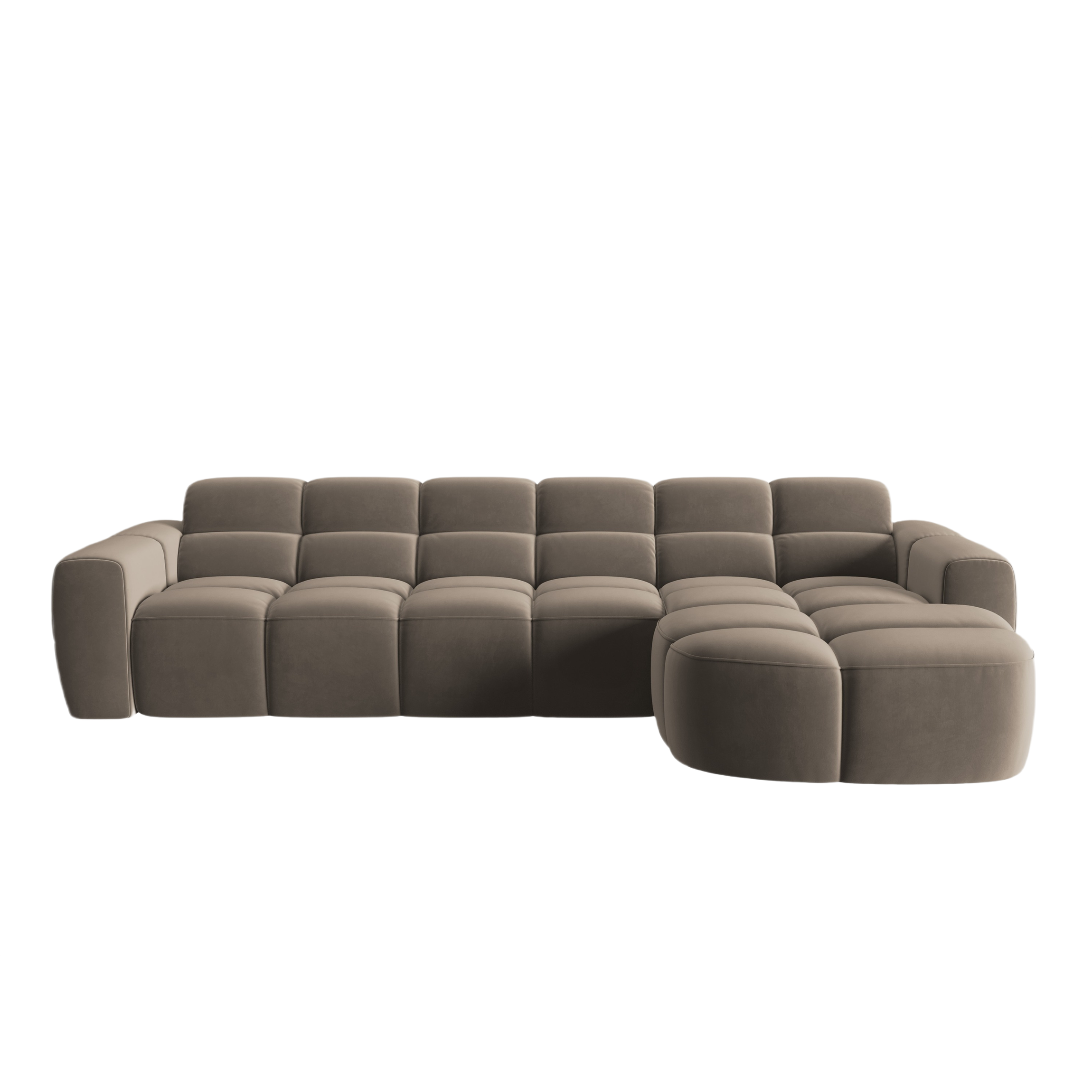 Right-facing velvet corner sofa LISA light brown [Monika]  [Julia spr]