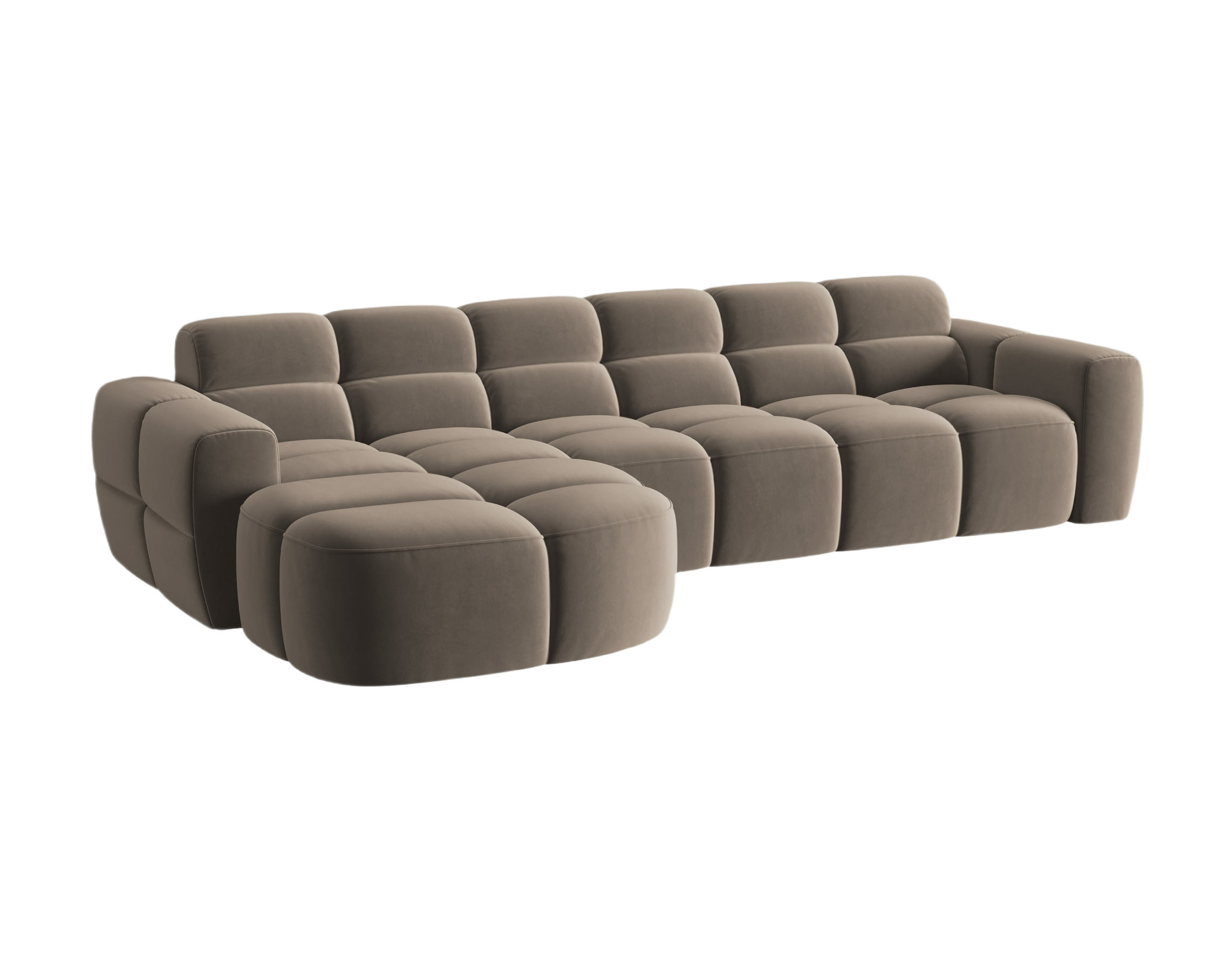 Velvet corner sofa left-sided LISA light brown [Monika]