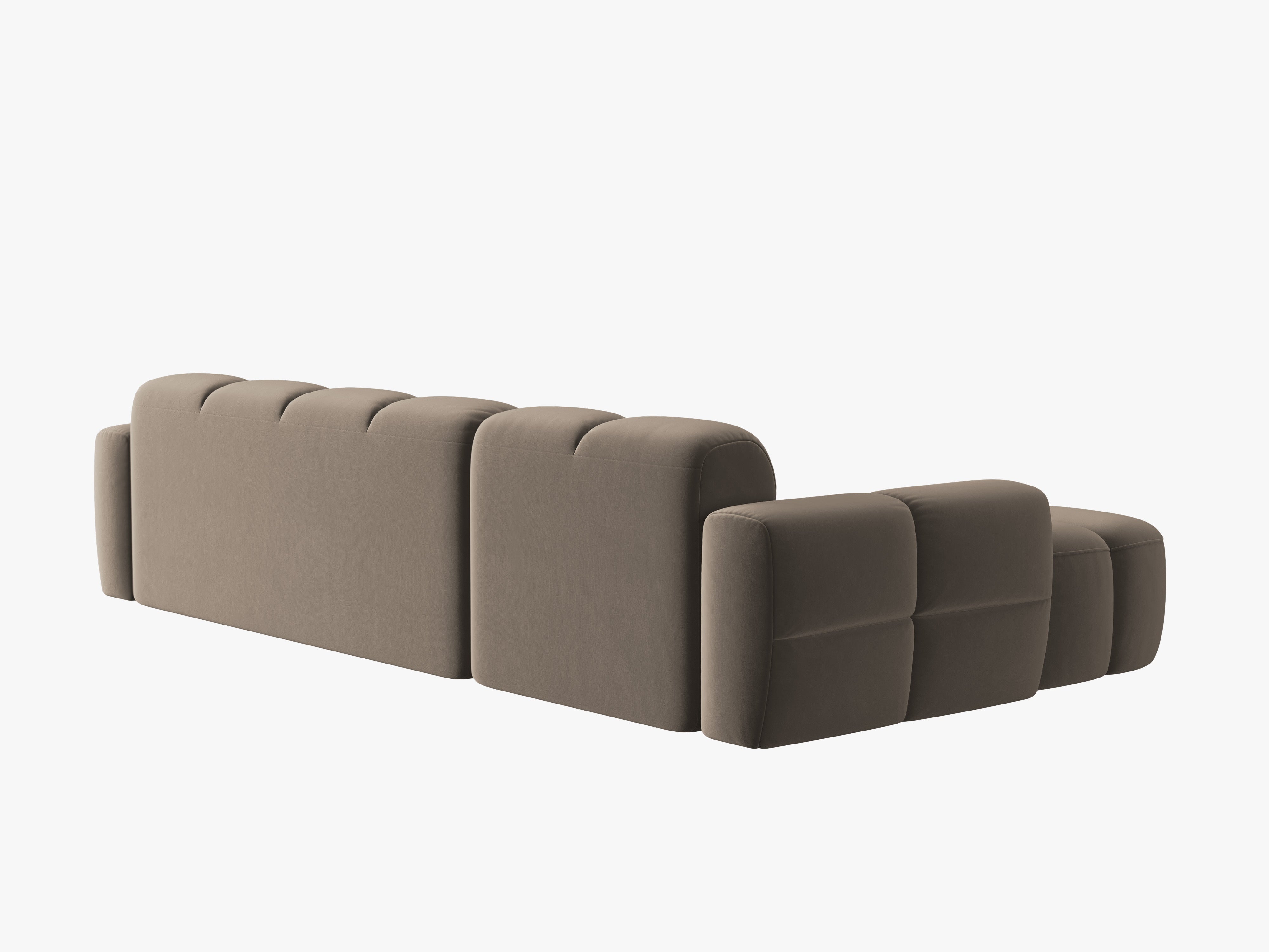 Velvet corner sofa left-sided LISA light brown [Monika]