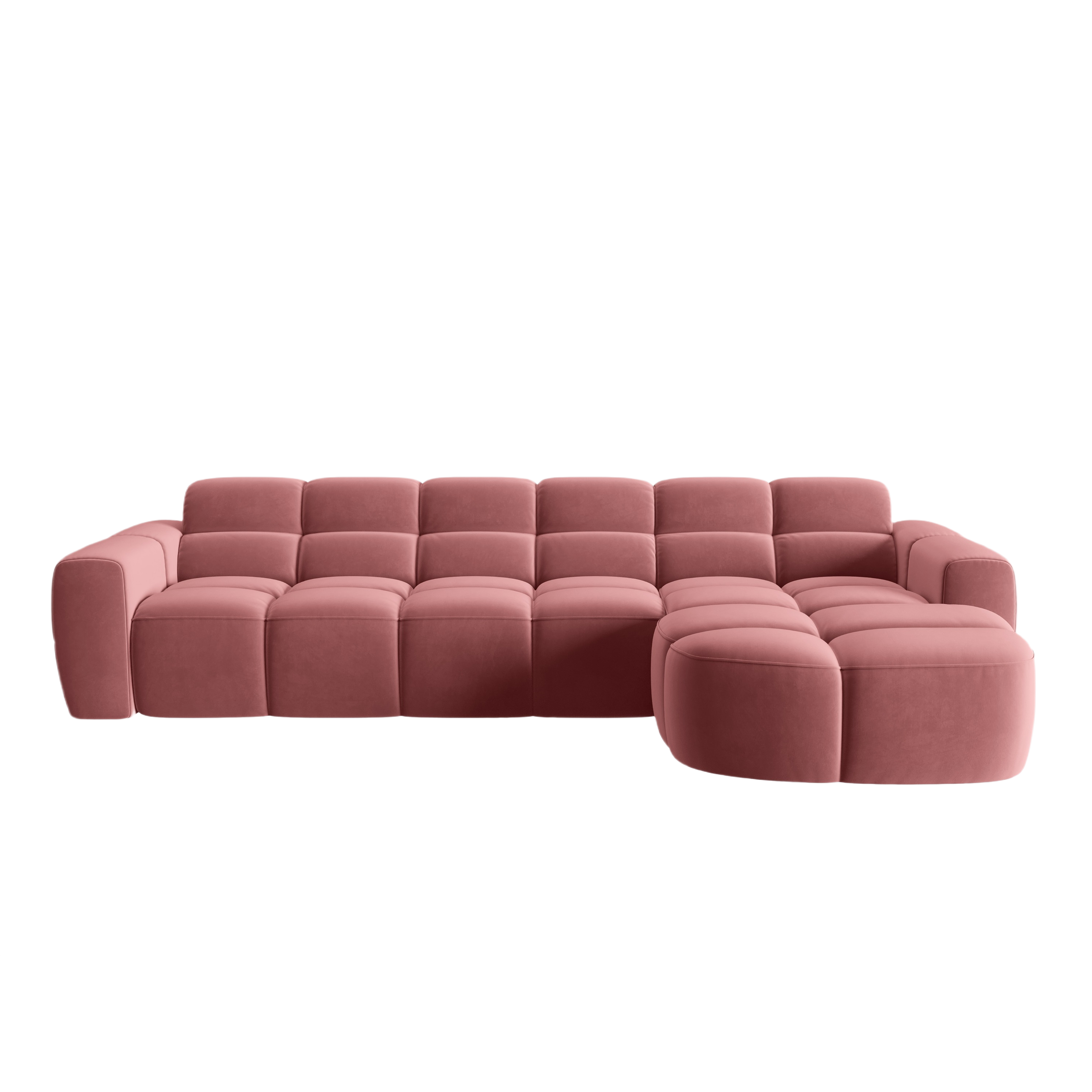 Right-facing velvet corner sofa LISA pink