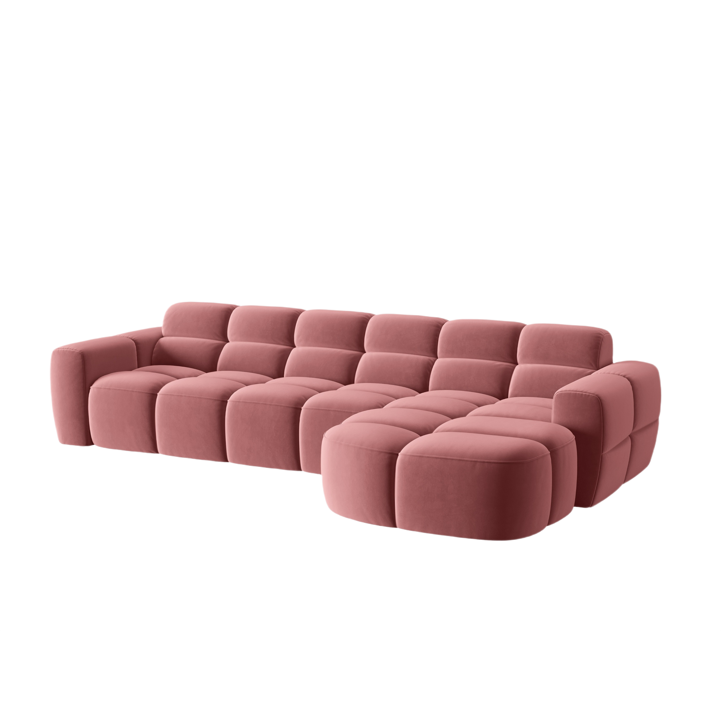 Right-facing velvet corner sofa LISA pink