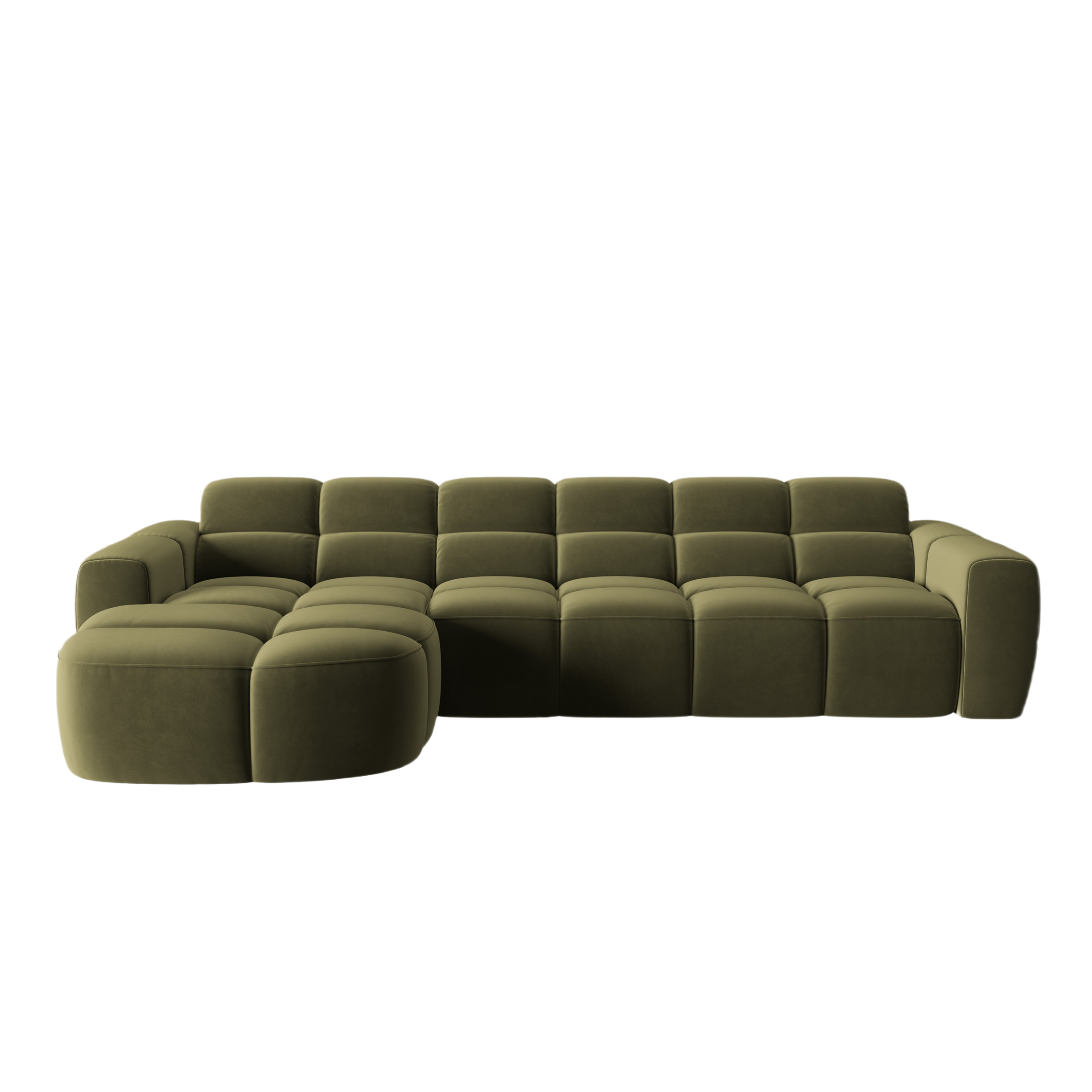 Velvet corner sofa left-sided LISA light green [Monika]