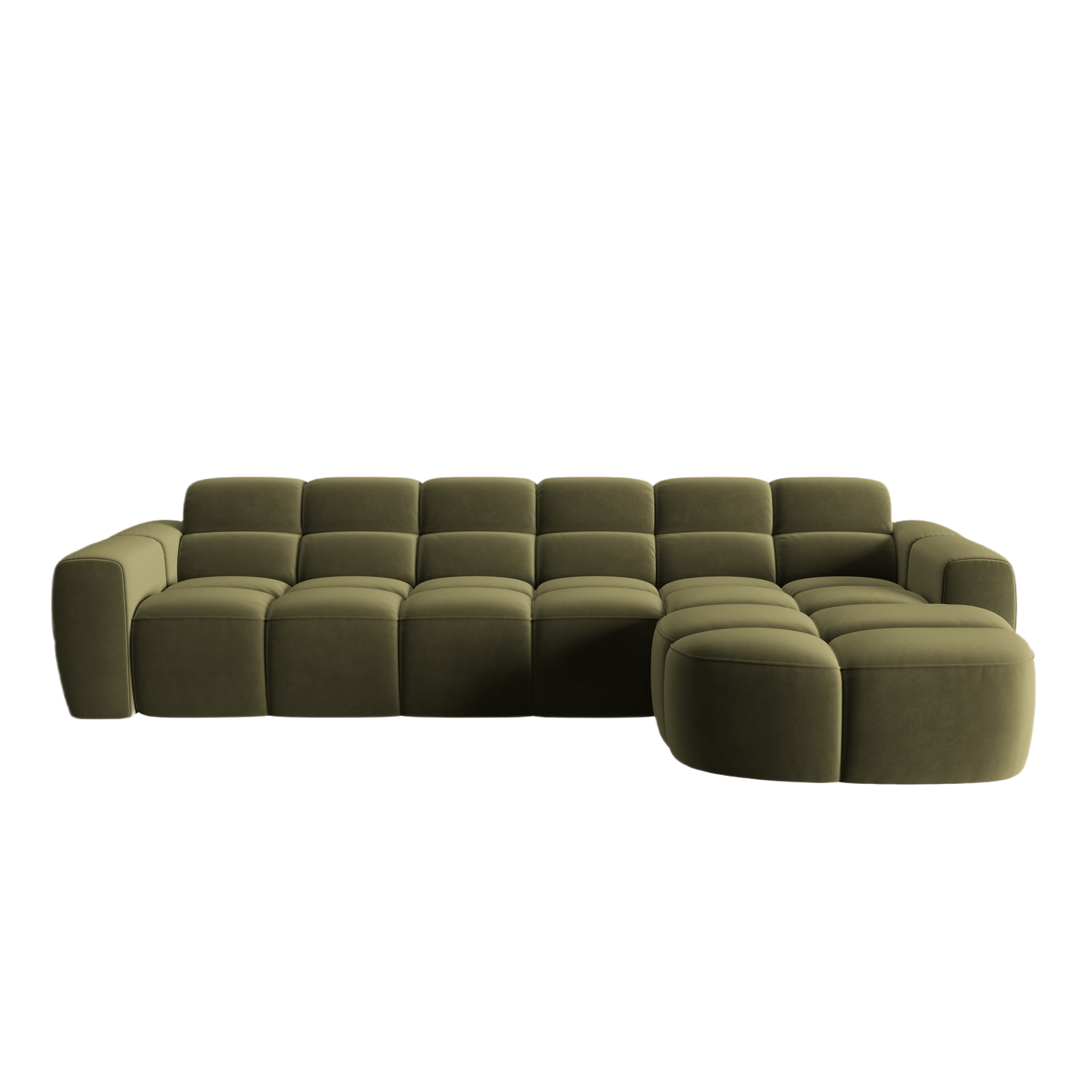Right-facing velvet corner sofa LISA light green [Monika]  [Julia spr]