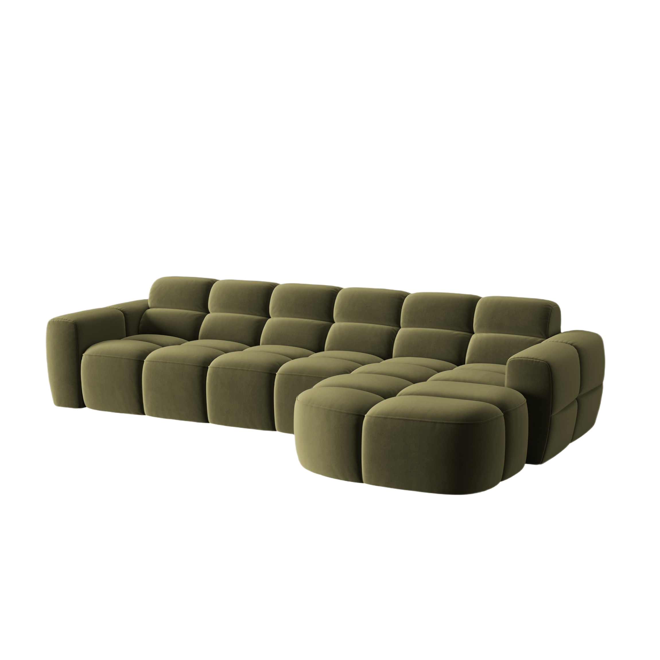 Right-facing velvet corner sofa LISA light green [Monika]  [Julia spr]