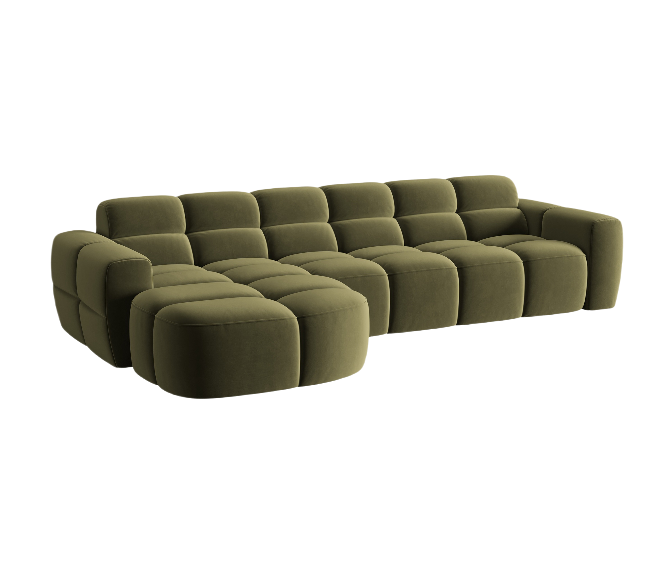 Velvet corner sofa left-sided LISA light green [Monika]