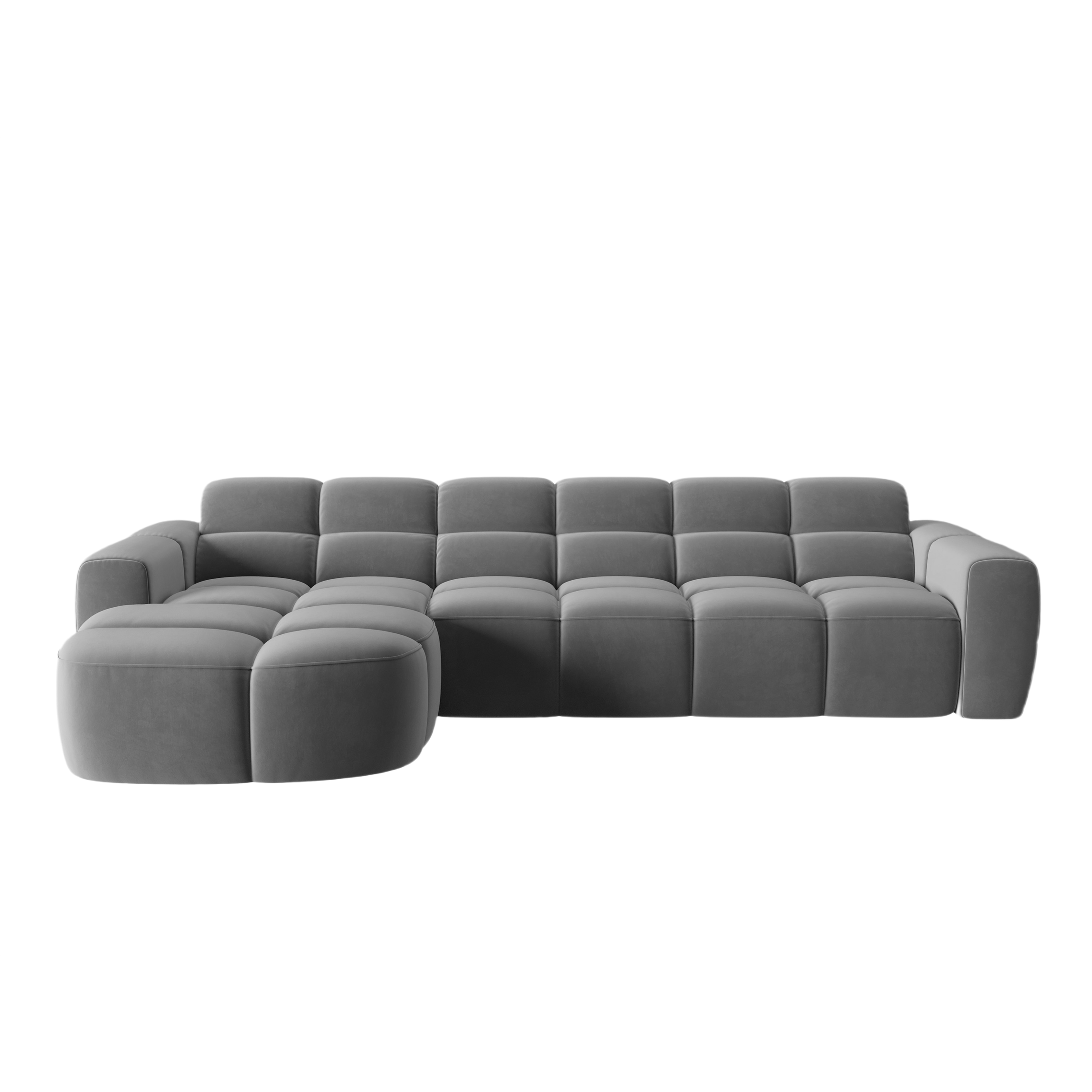 Left-facing velvet corner sofa LISA light gray [Monika] [Julia spr]