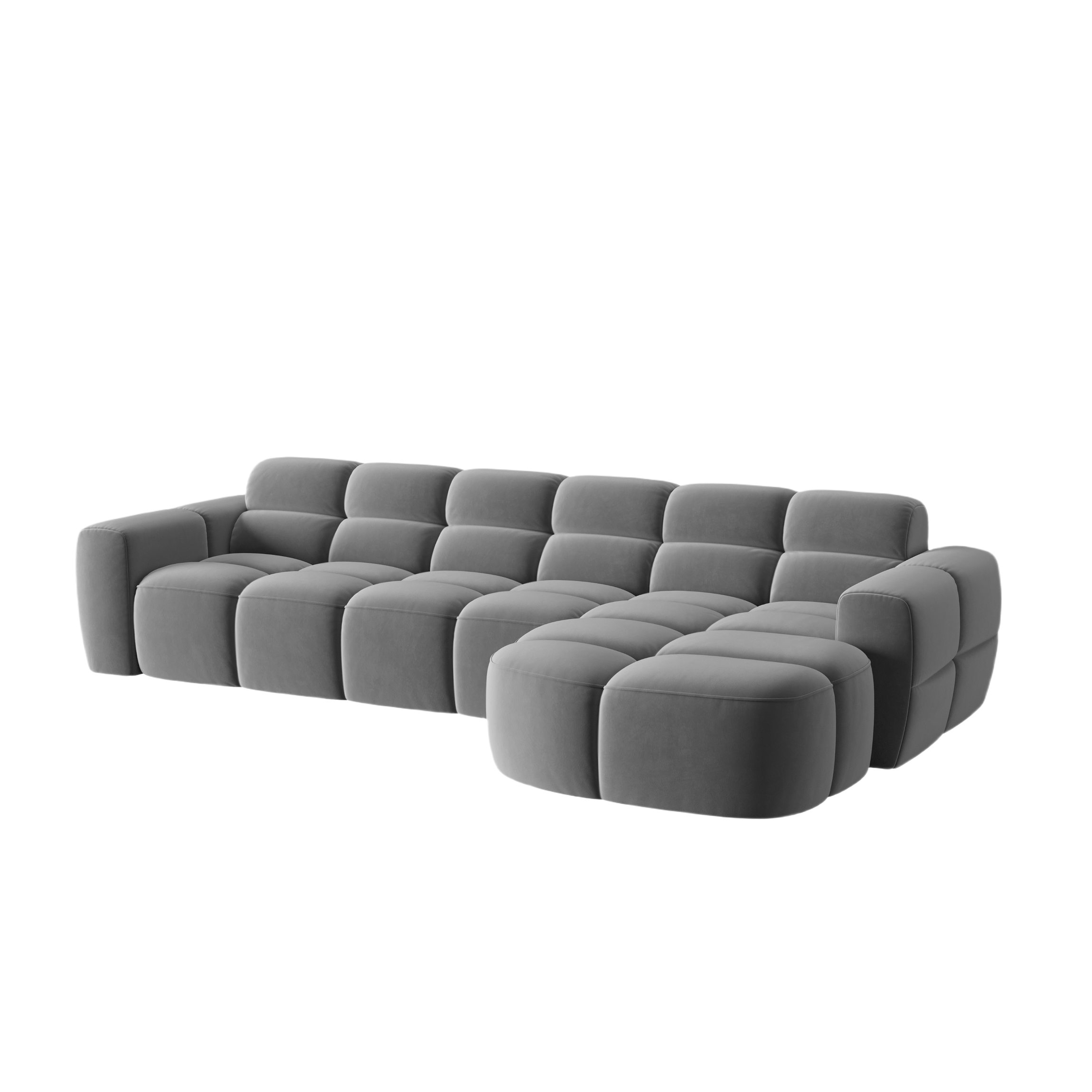 Right-facing velvet corner sofa LISA light gray [Monika] [Julia spr]
