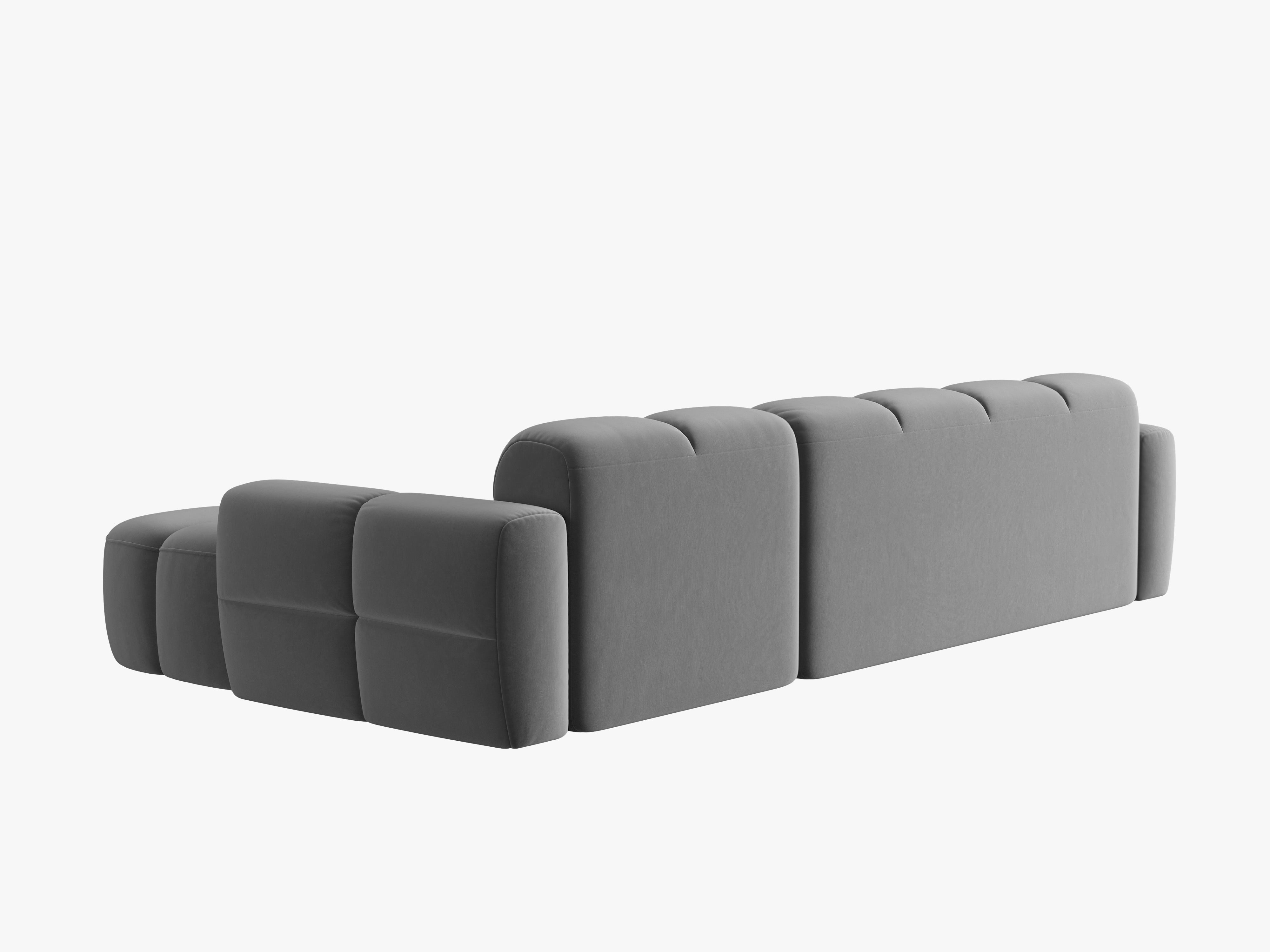 Right-facing velvet corner sofa LISA light gray [Monika] [Julia spr]